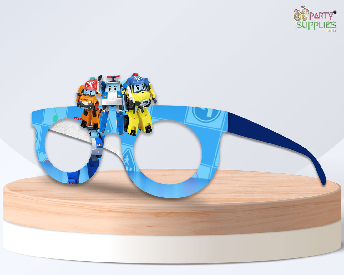 Robo Poli theme Birthday Party glasses
