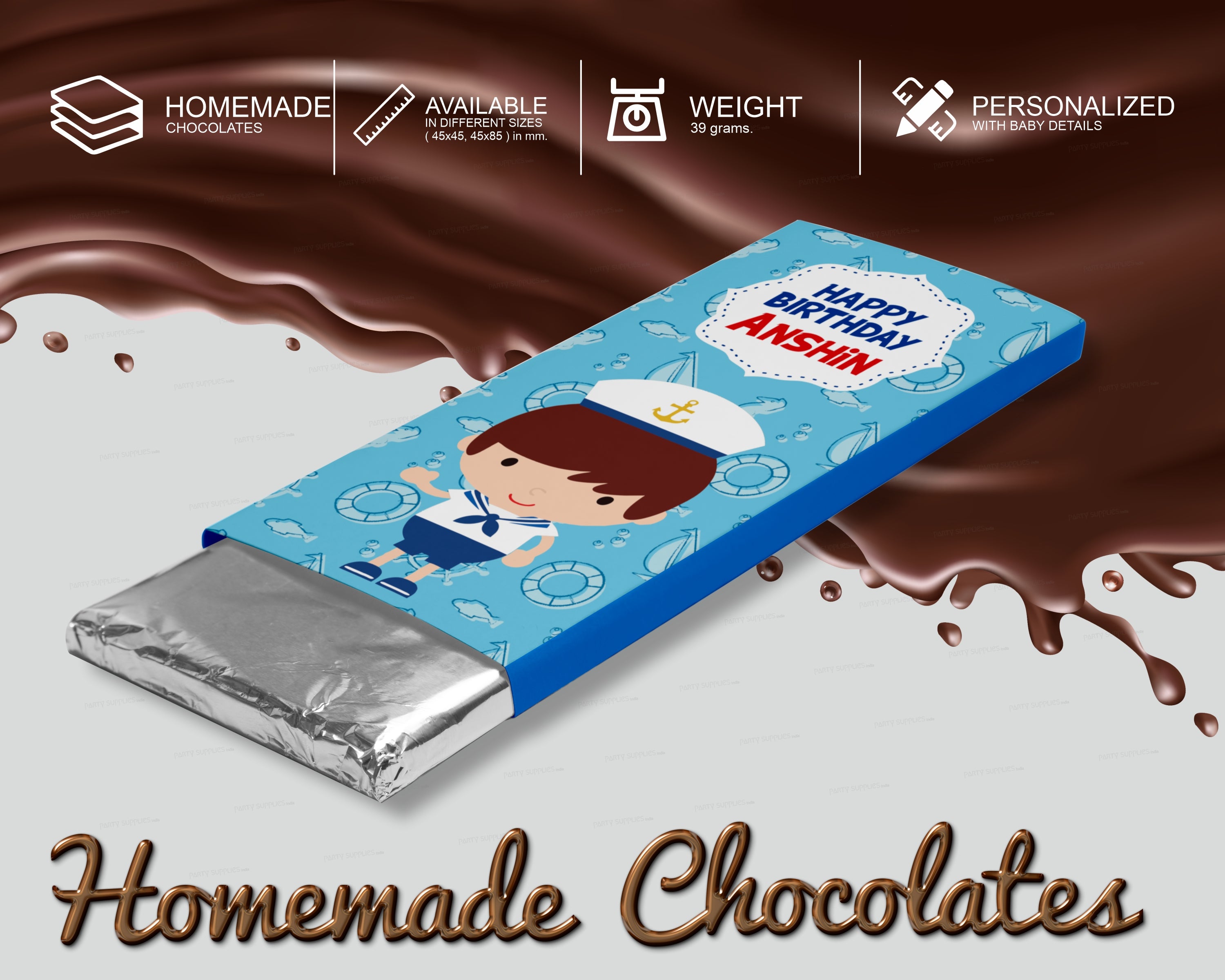 Sailor Theme Home Made Chocolate Return Gifts