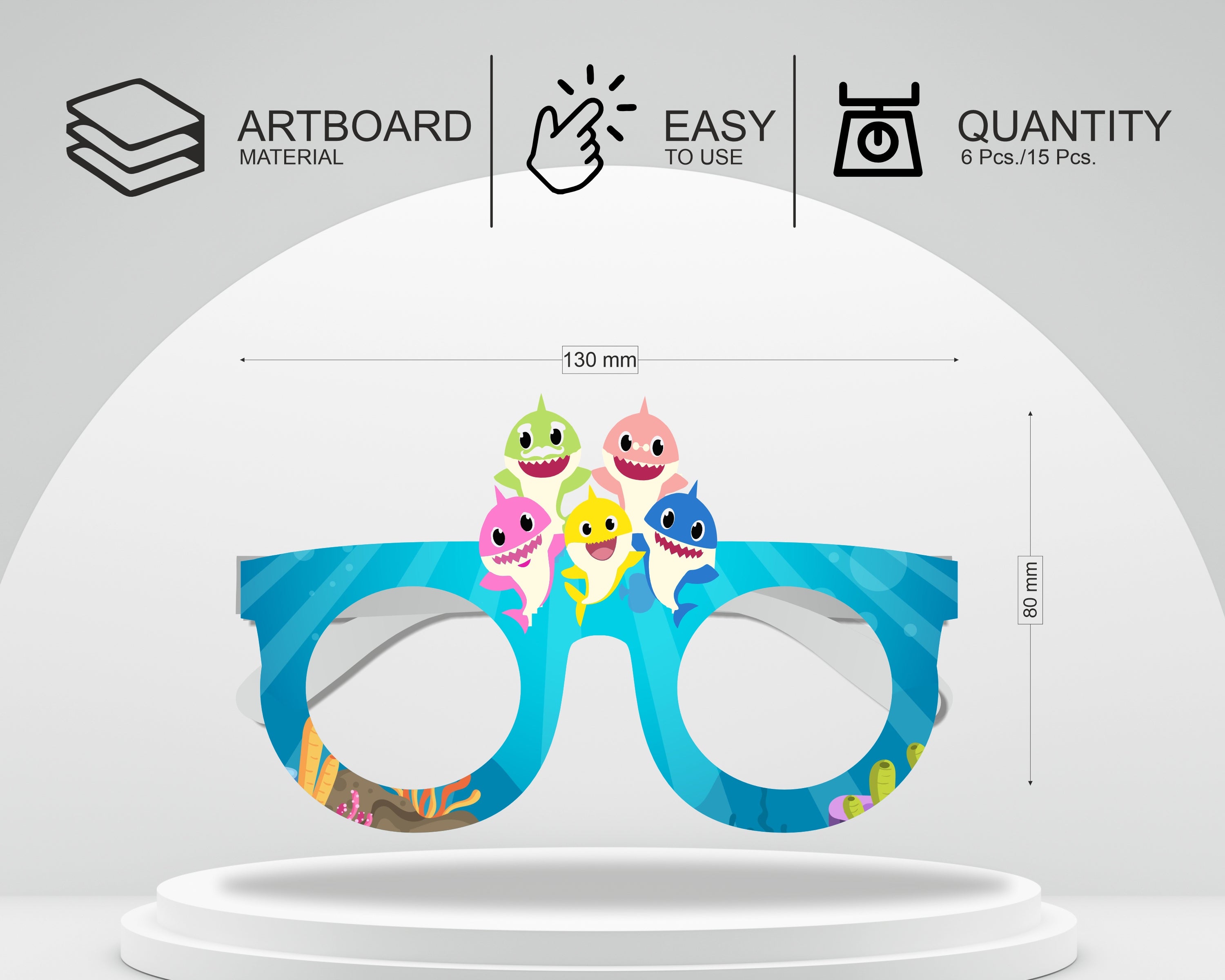 Shark Theme Birthday Party glasses