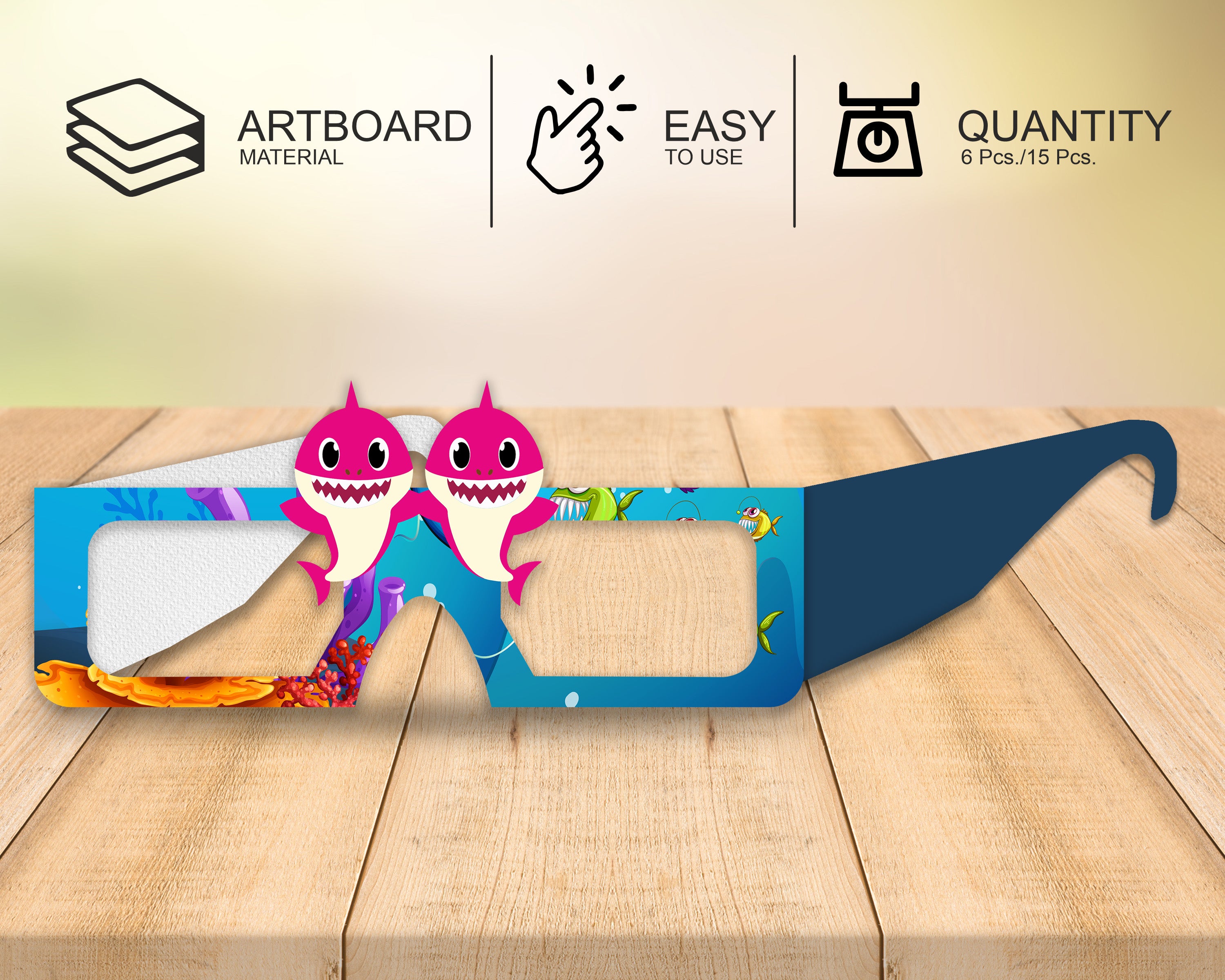 Shark theme Customized Birthday Party glasses