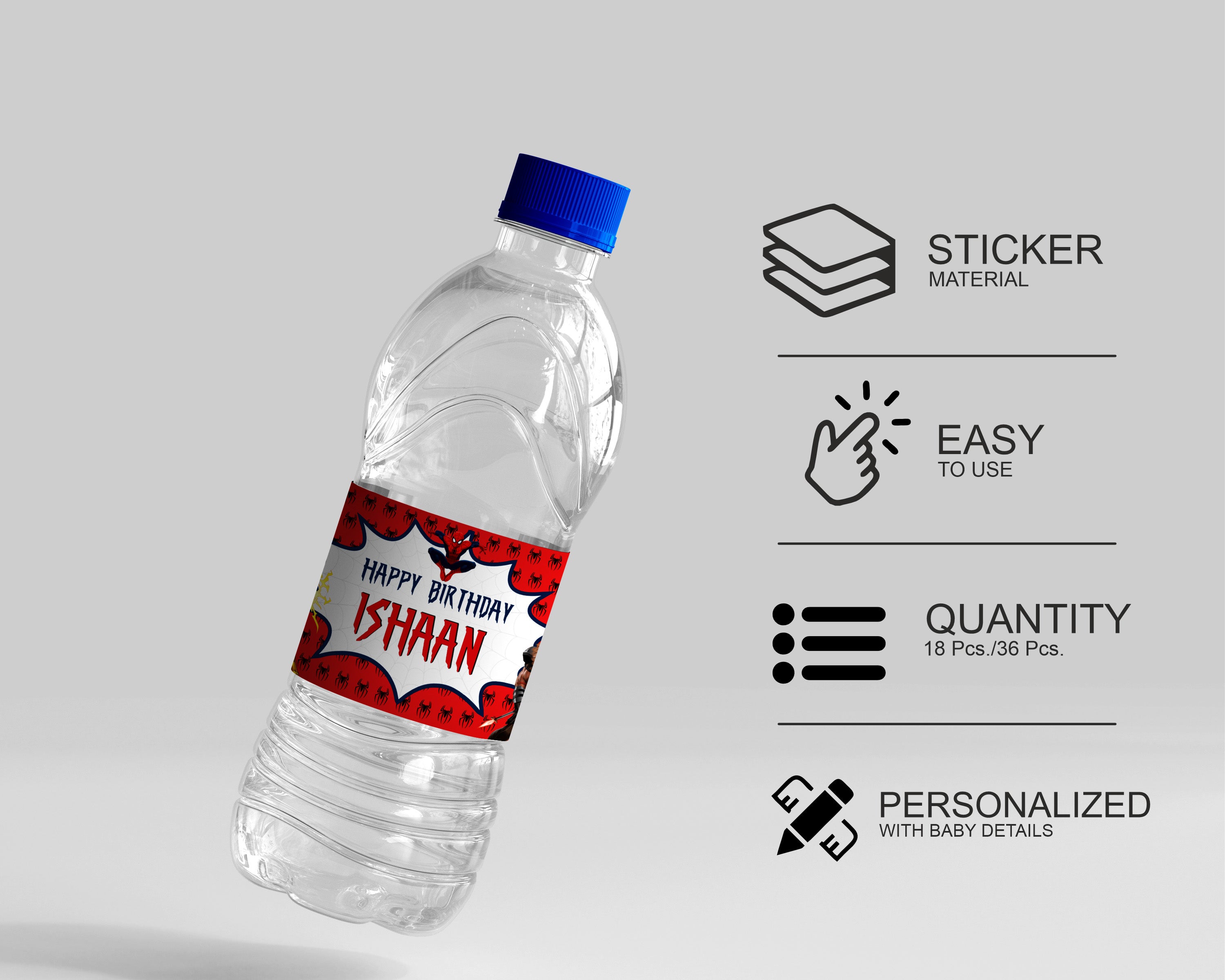 Spiderman Theme Water Bottle Sticker