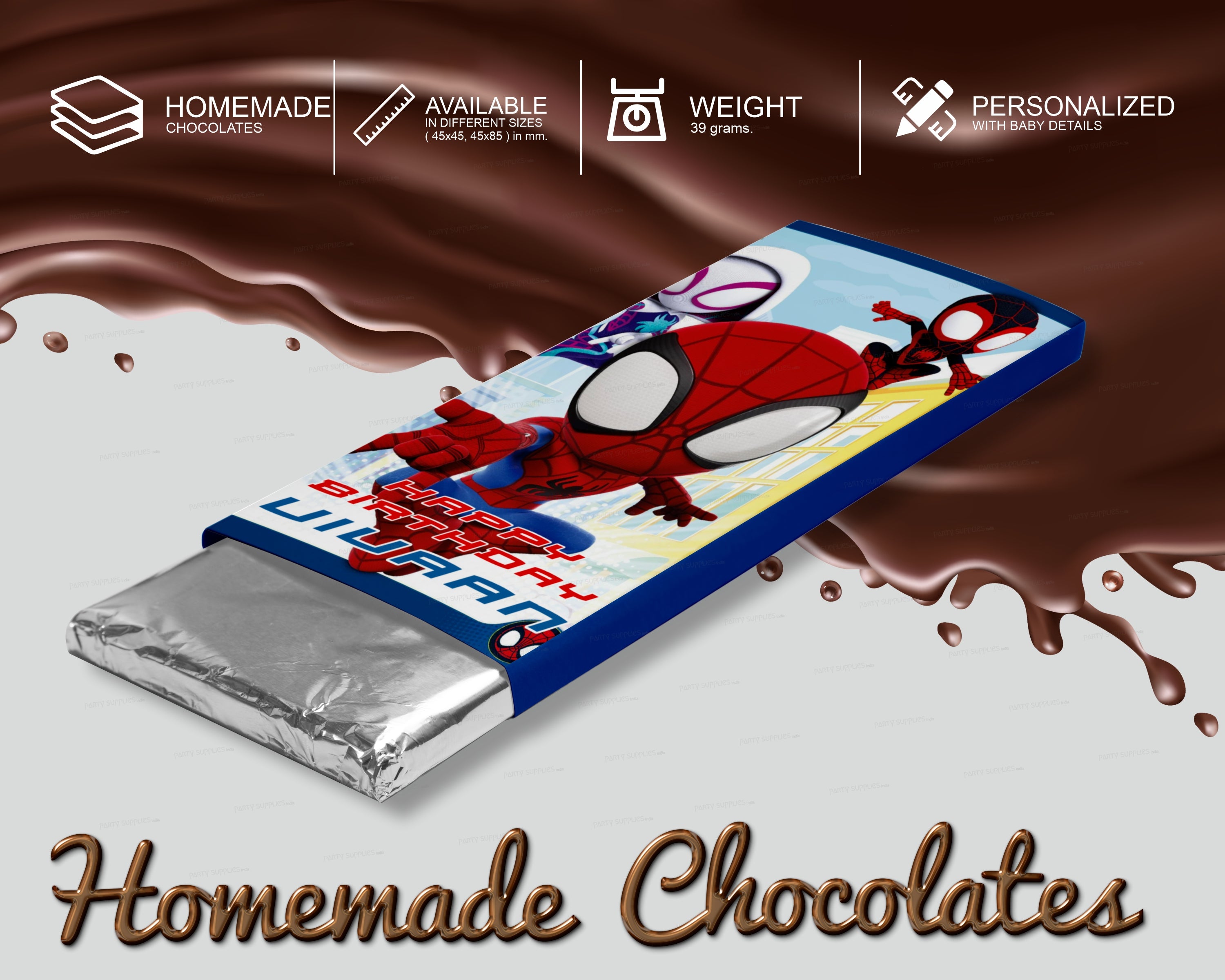 Spidy Theme Home Made Chocolate Return Gifts