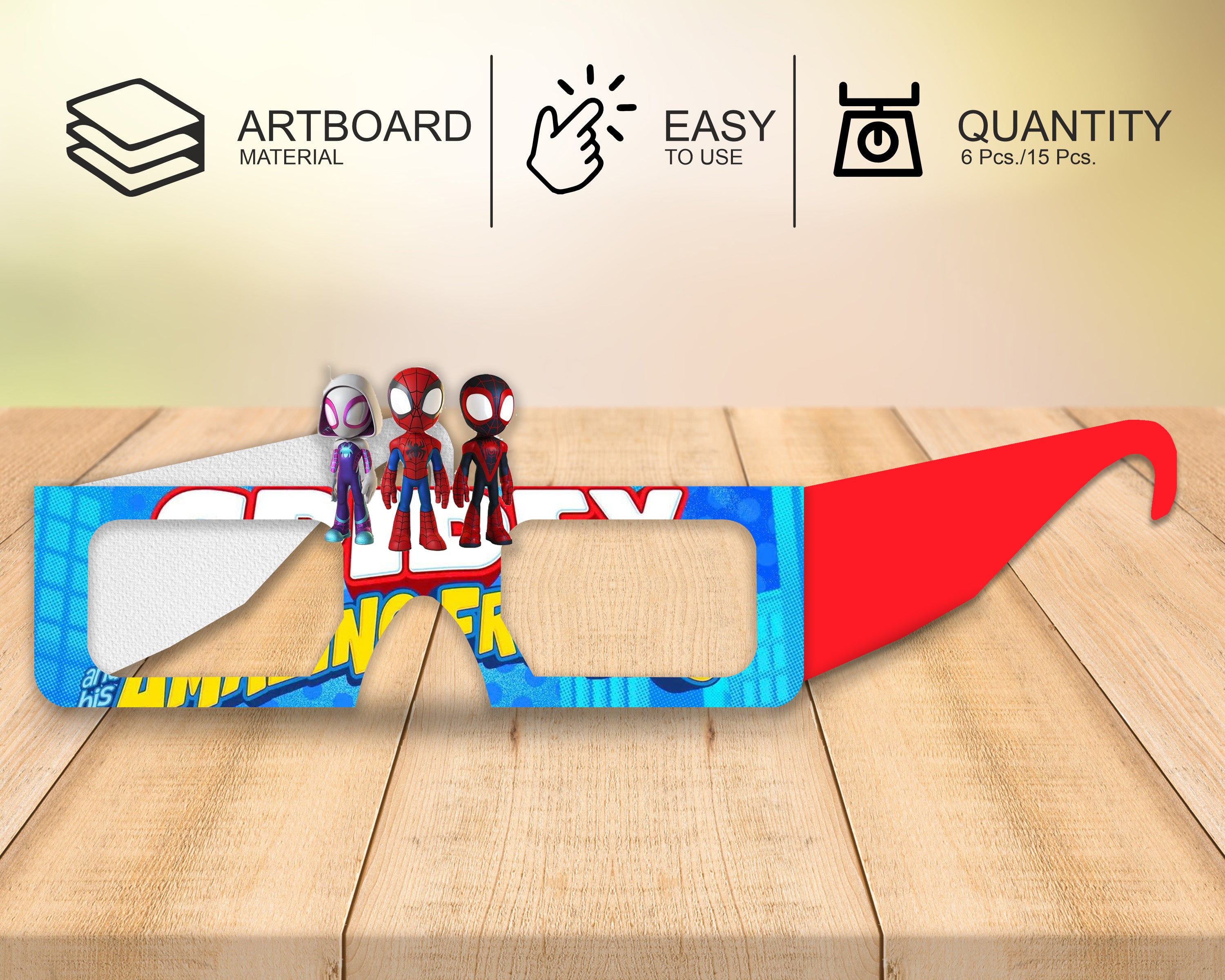 Spidey And His Amazing Friends theme Birthday Party glasses