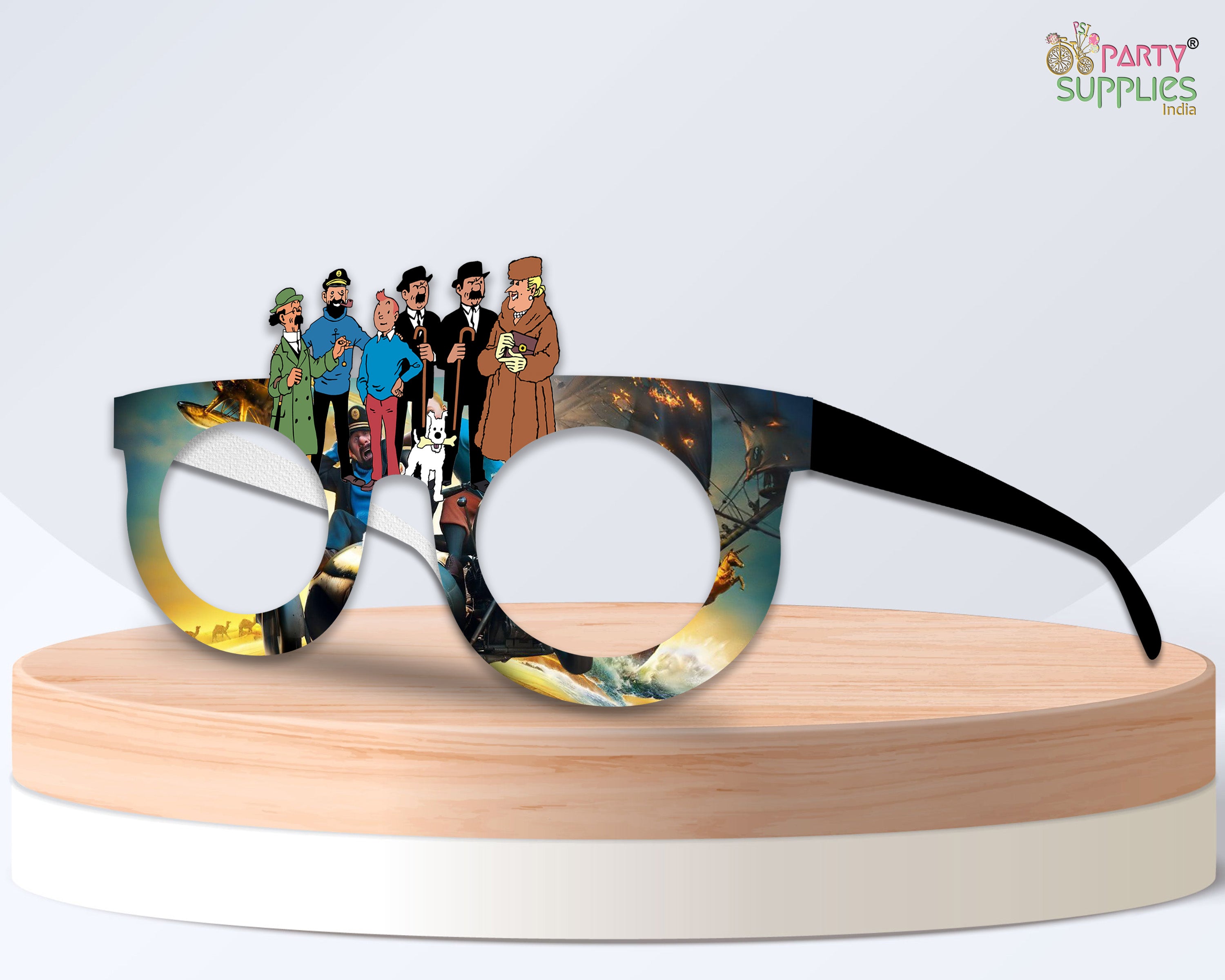 Tin Tin Theme Birthday Party glasses