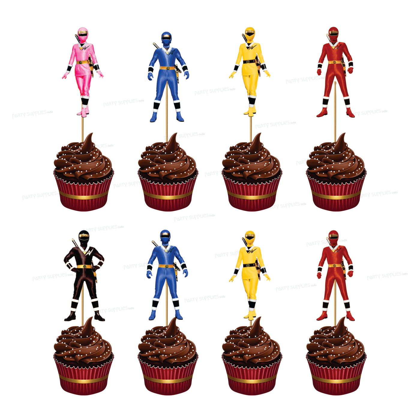 Power Rangers Theme Cup Cake Topper