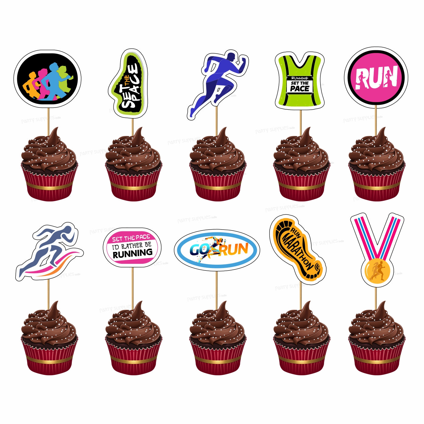 Marathon Theme Customized Cup Cake Topper