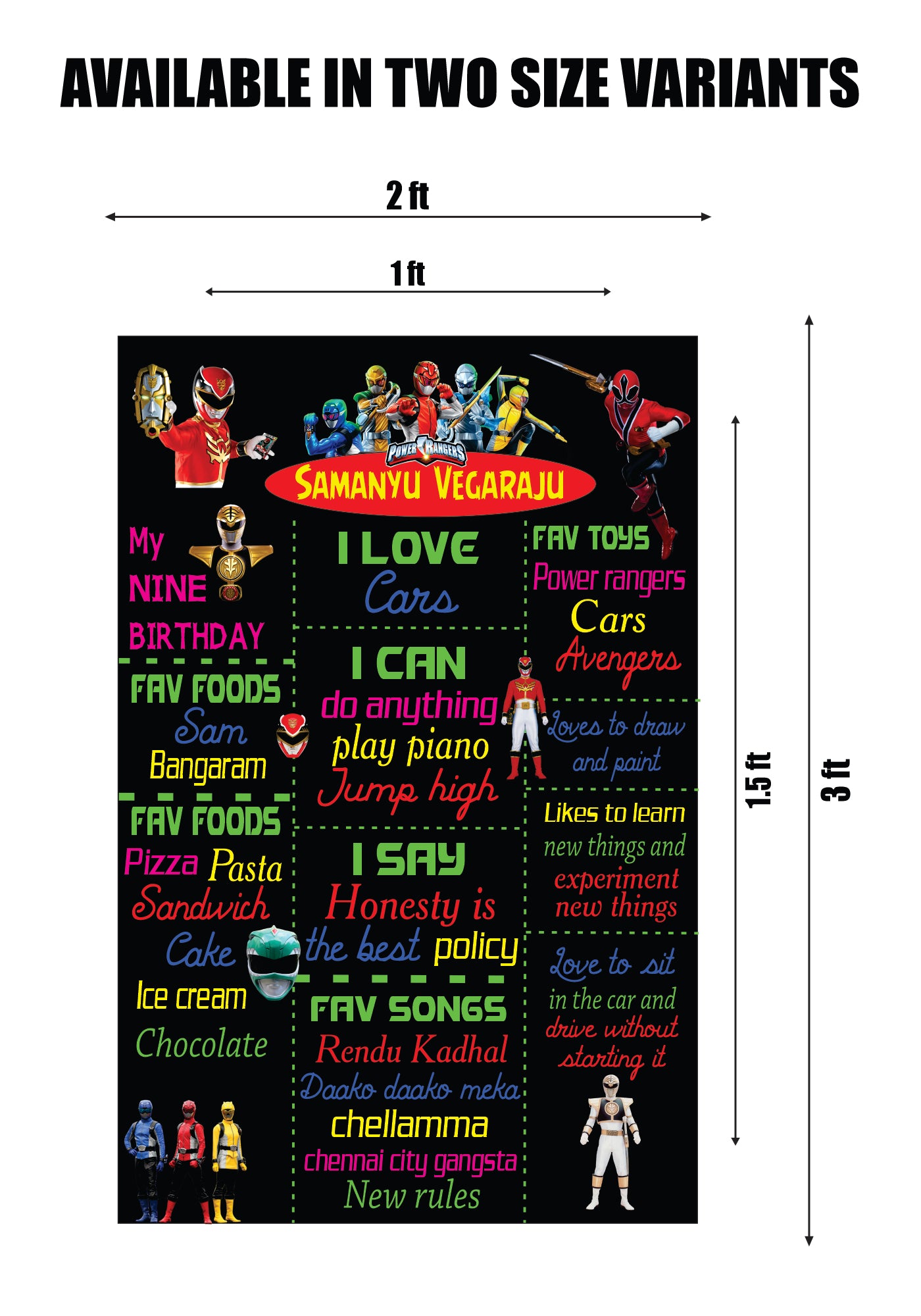 Power Rangers Theme Chalk Board