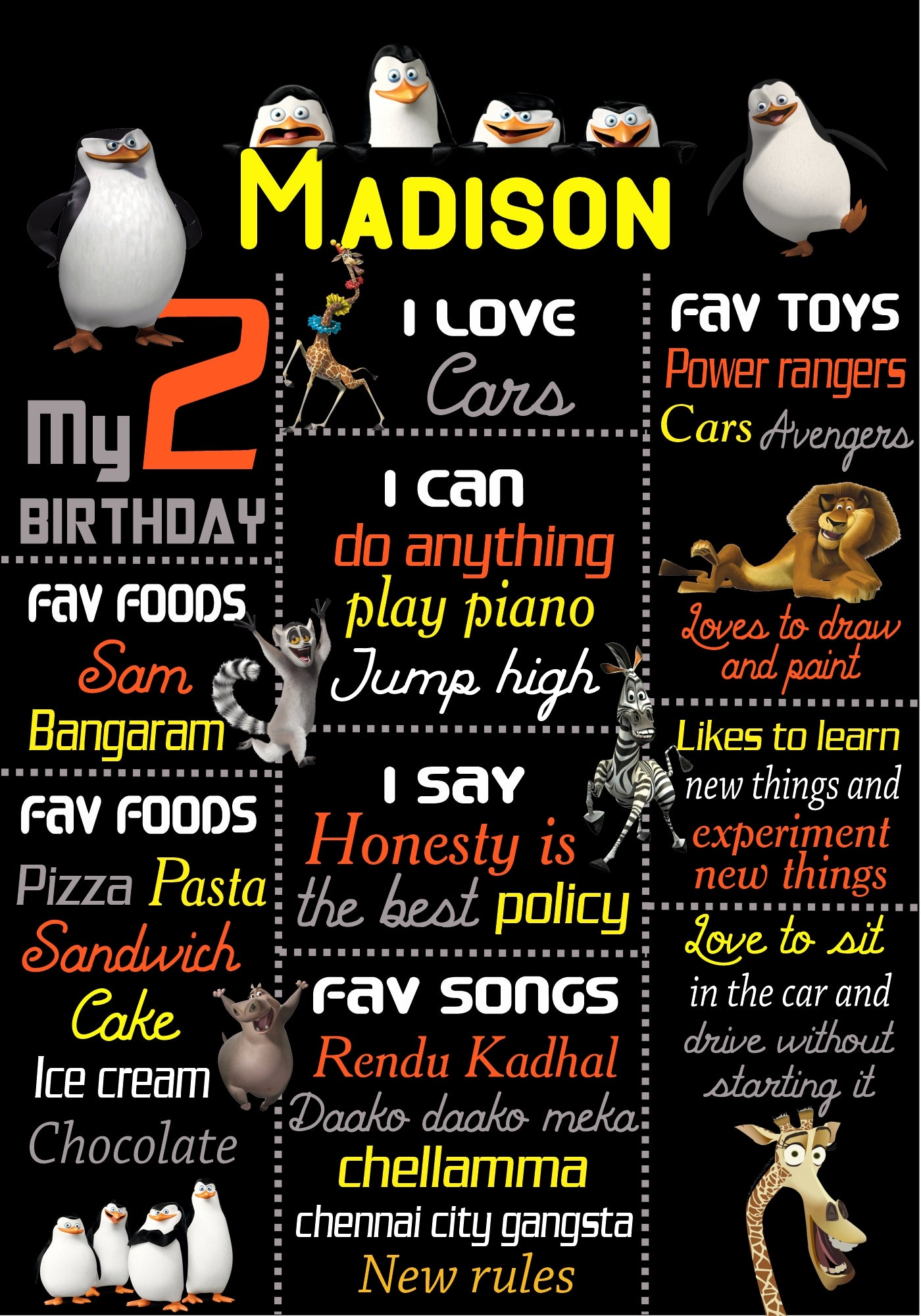 Penguin Theme Chalk Board