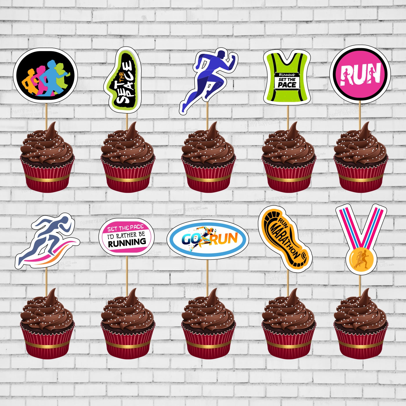 Marathon Theme Customized Cup Cake Topper