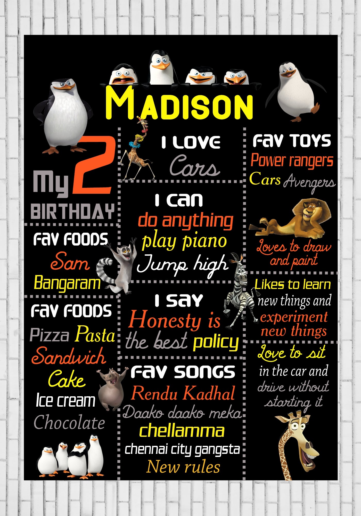 Penguin Theme Chalk Board