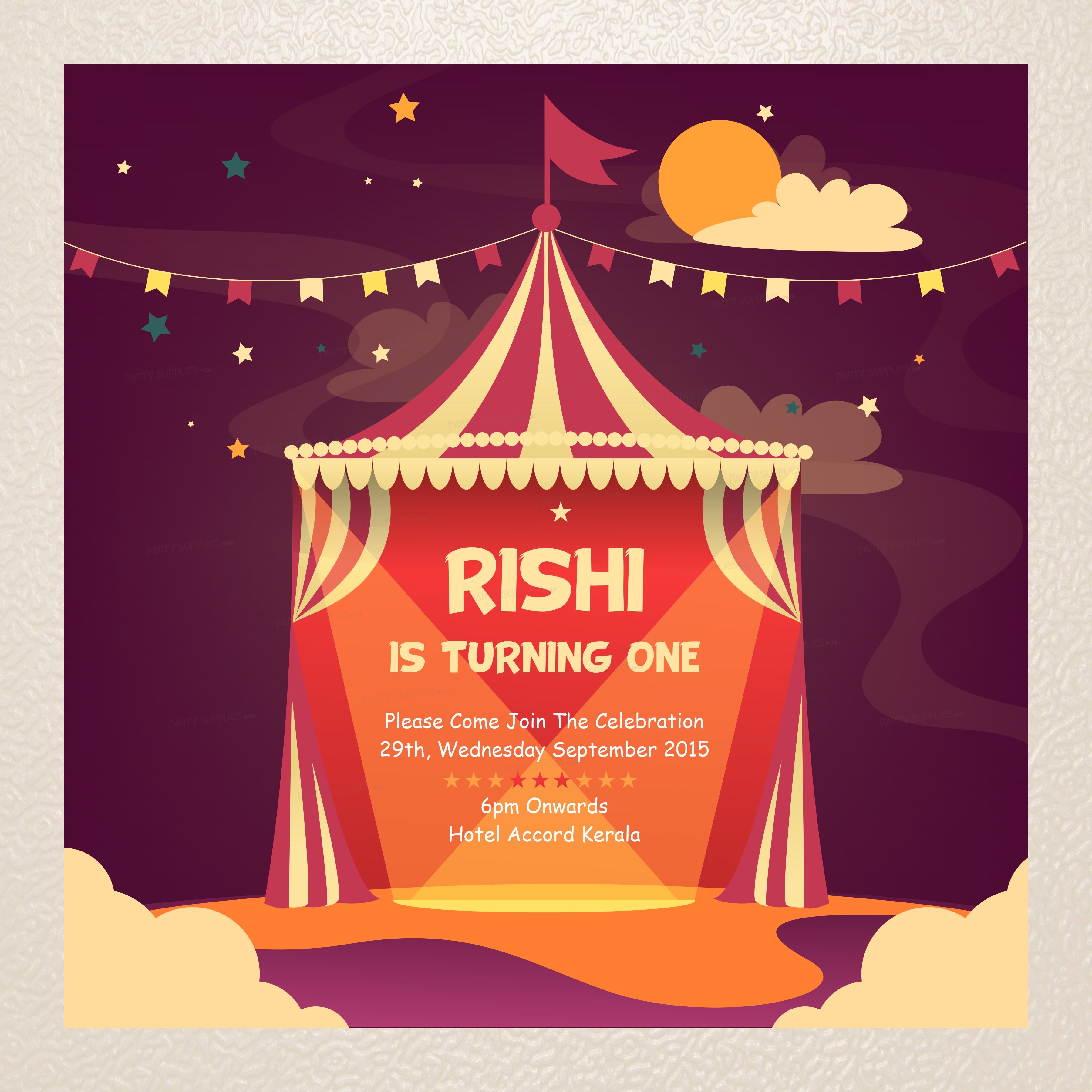 Circus Theme Customized Invite