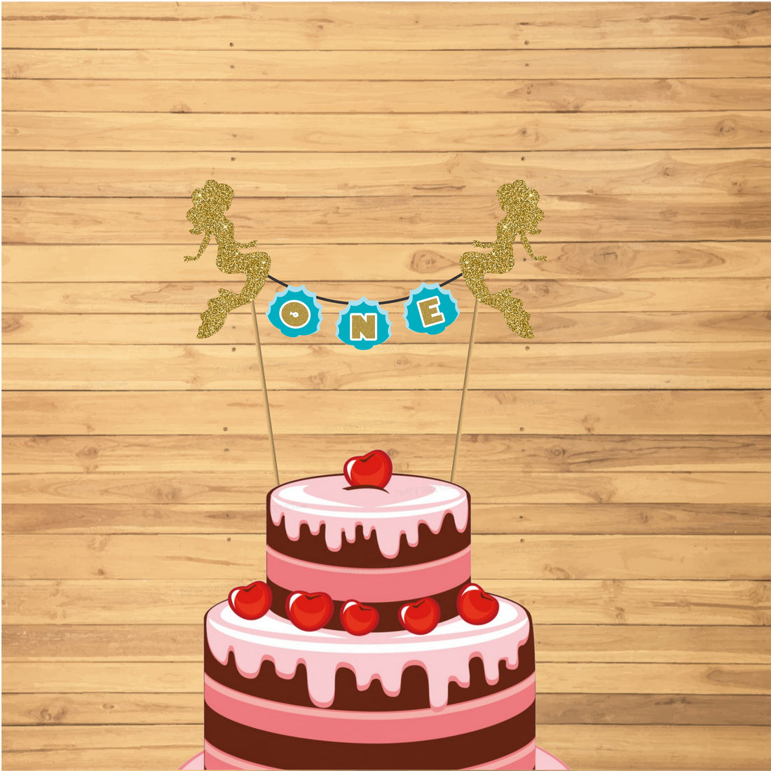 Mermaid Theme Customized with Baby Age Cake Topper