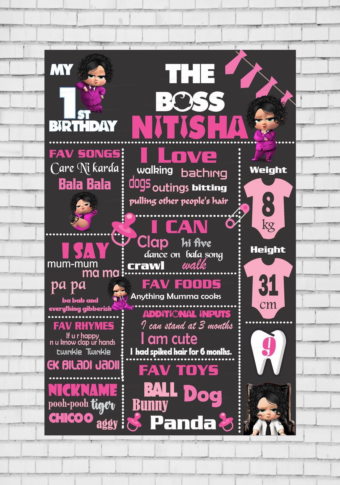 GIRL BOSS BABY THEME CHALKBOARD