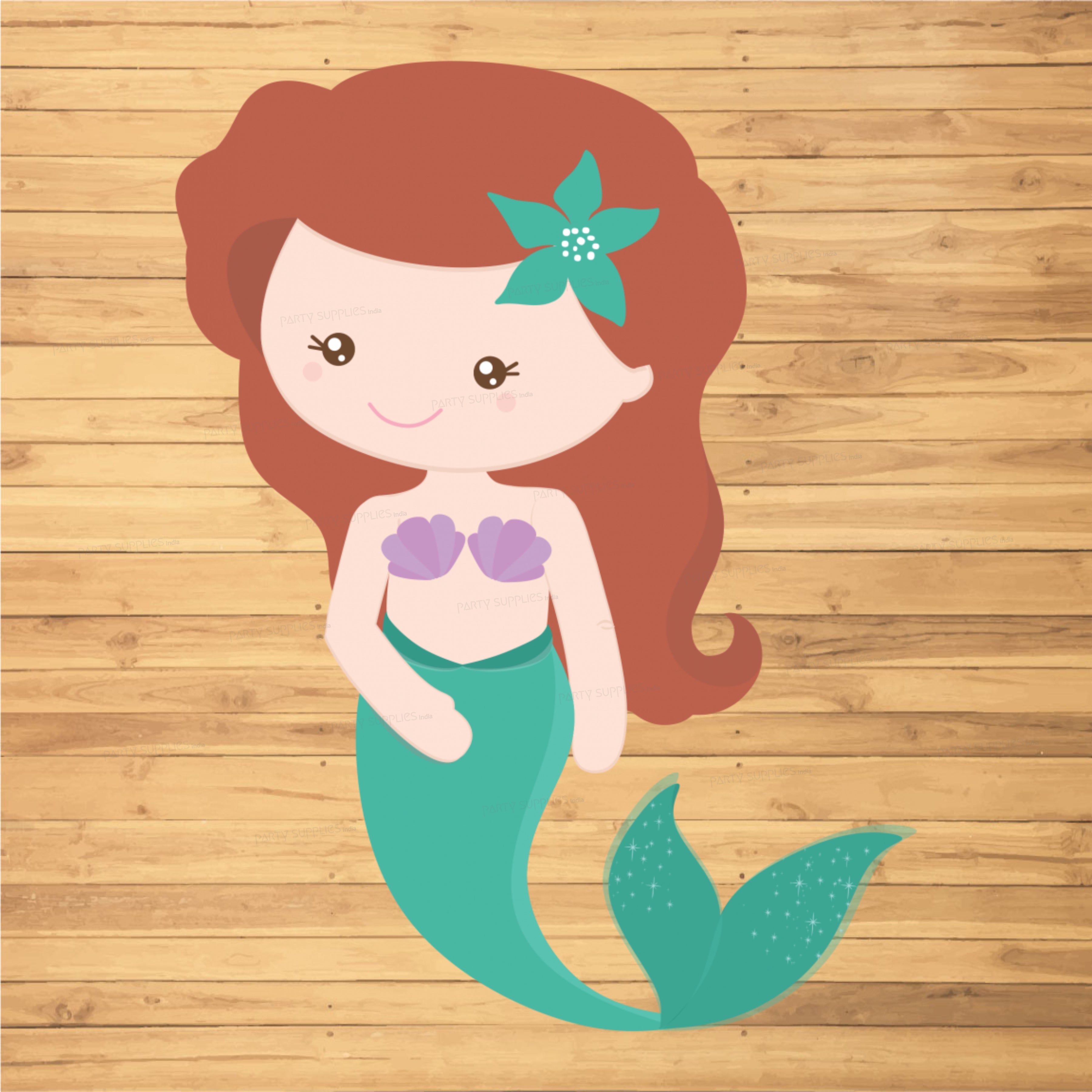 Mermaid Theme Semi Girl Green Cutout