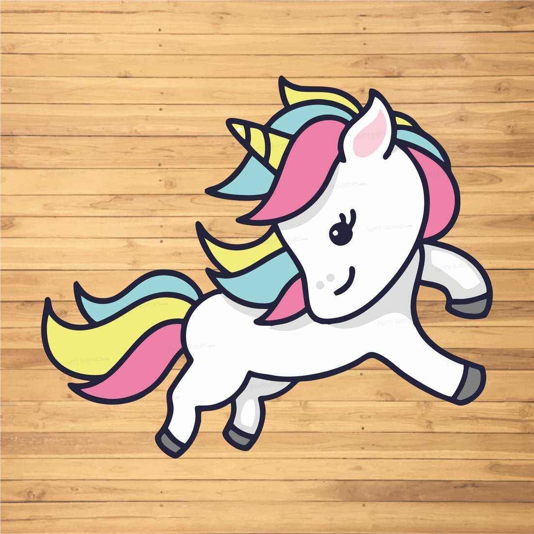 Unicorn Theme White Horse Cutout