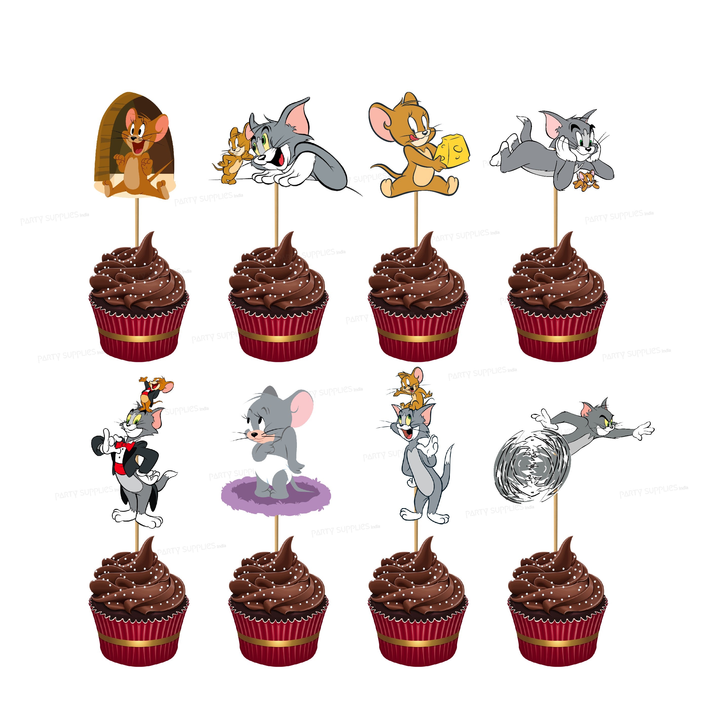 Tom & Jerry Theme Cup Cake Topper