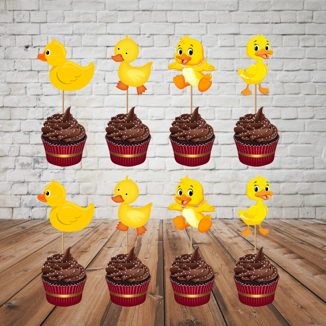Duck Theme boy Stick Cupcake Topper