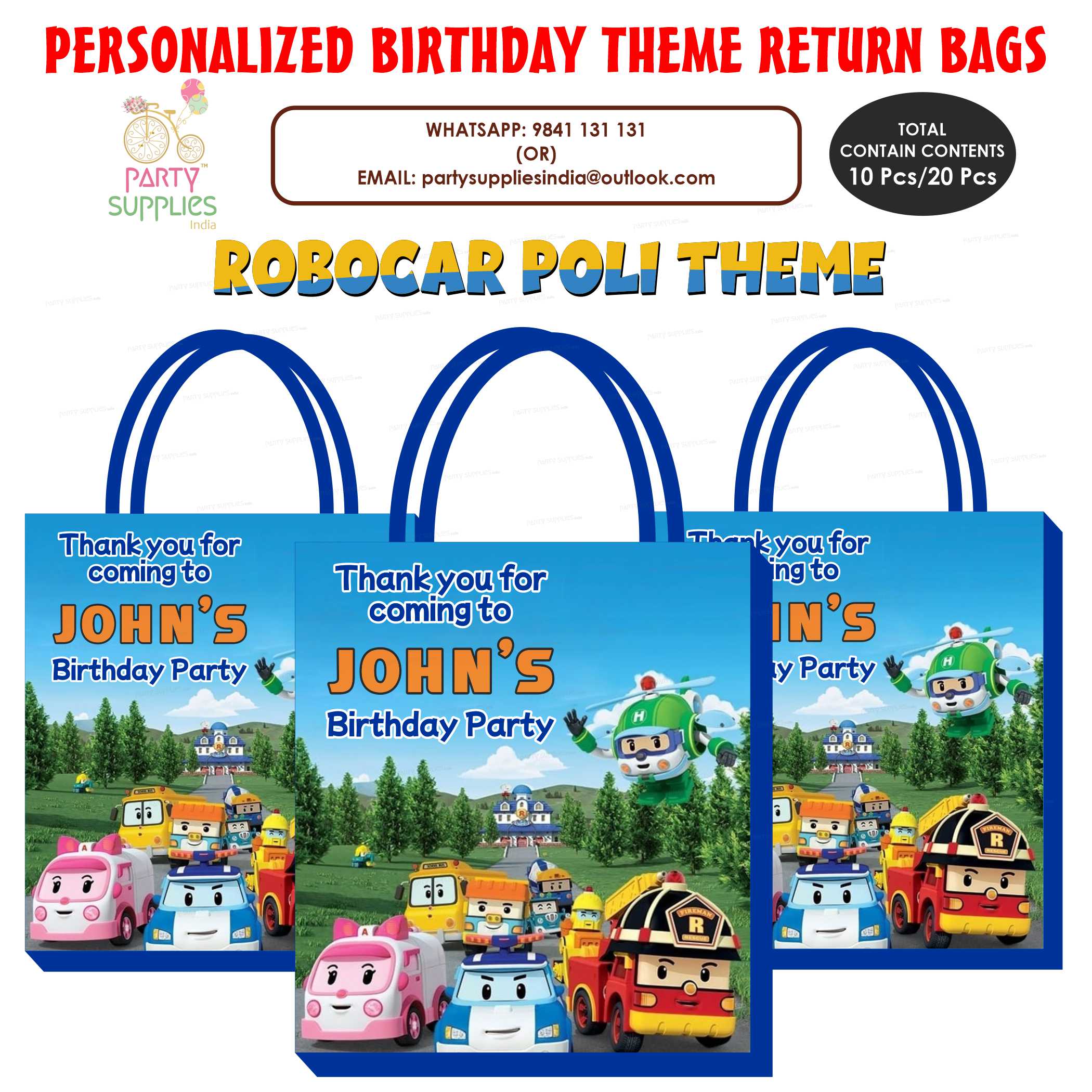 Robo Poli Theme Return Gift Bag