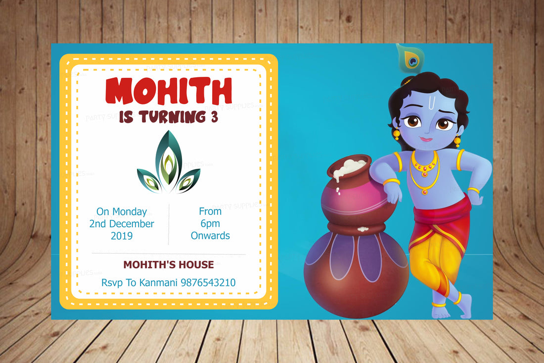Little Krishna with Pot Theme Invite