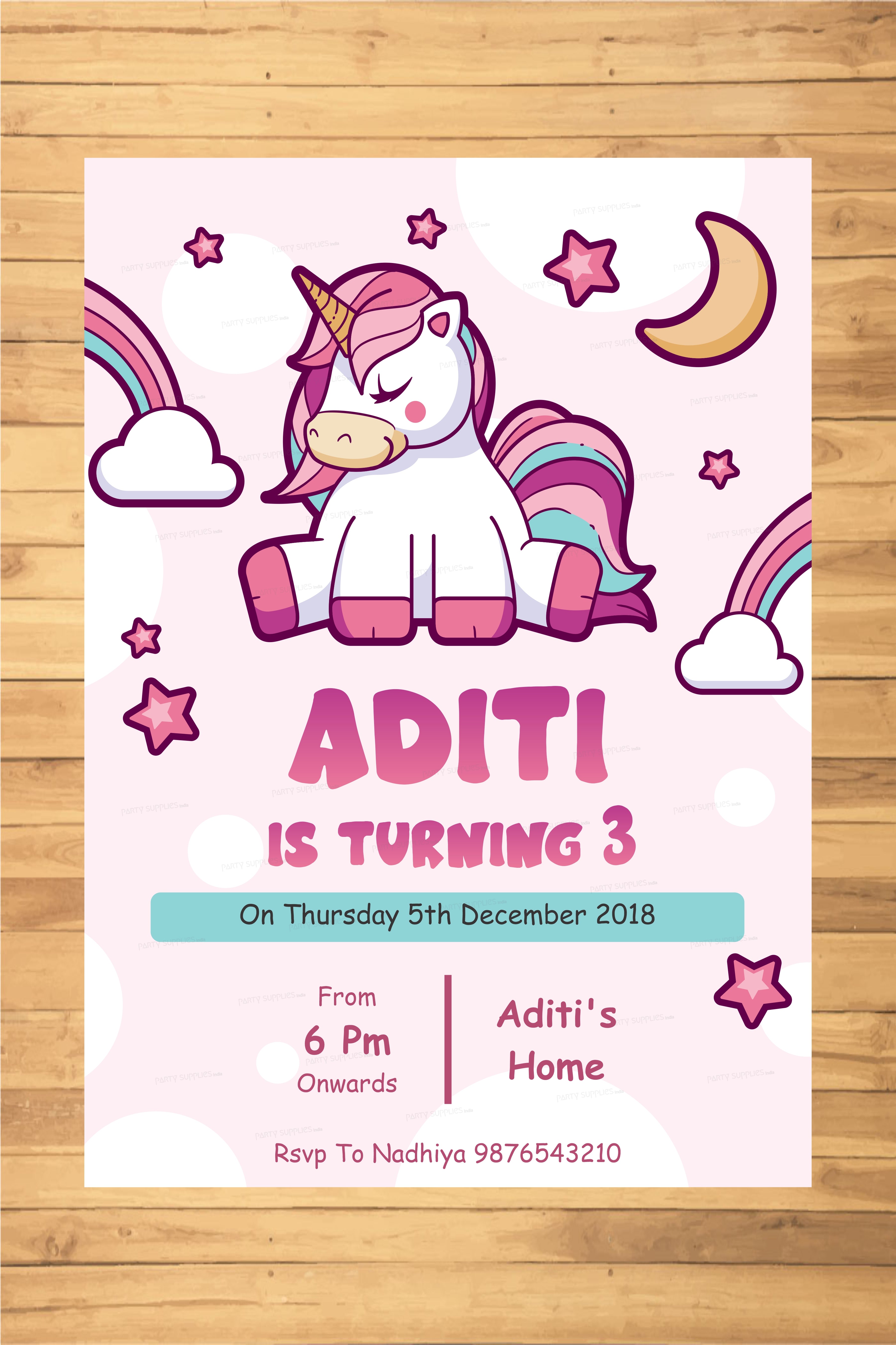 Unicorn Theme Personalized Invite