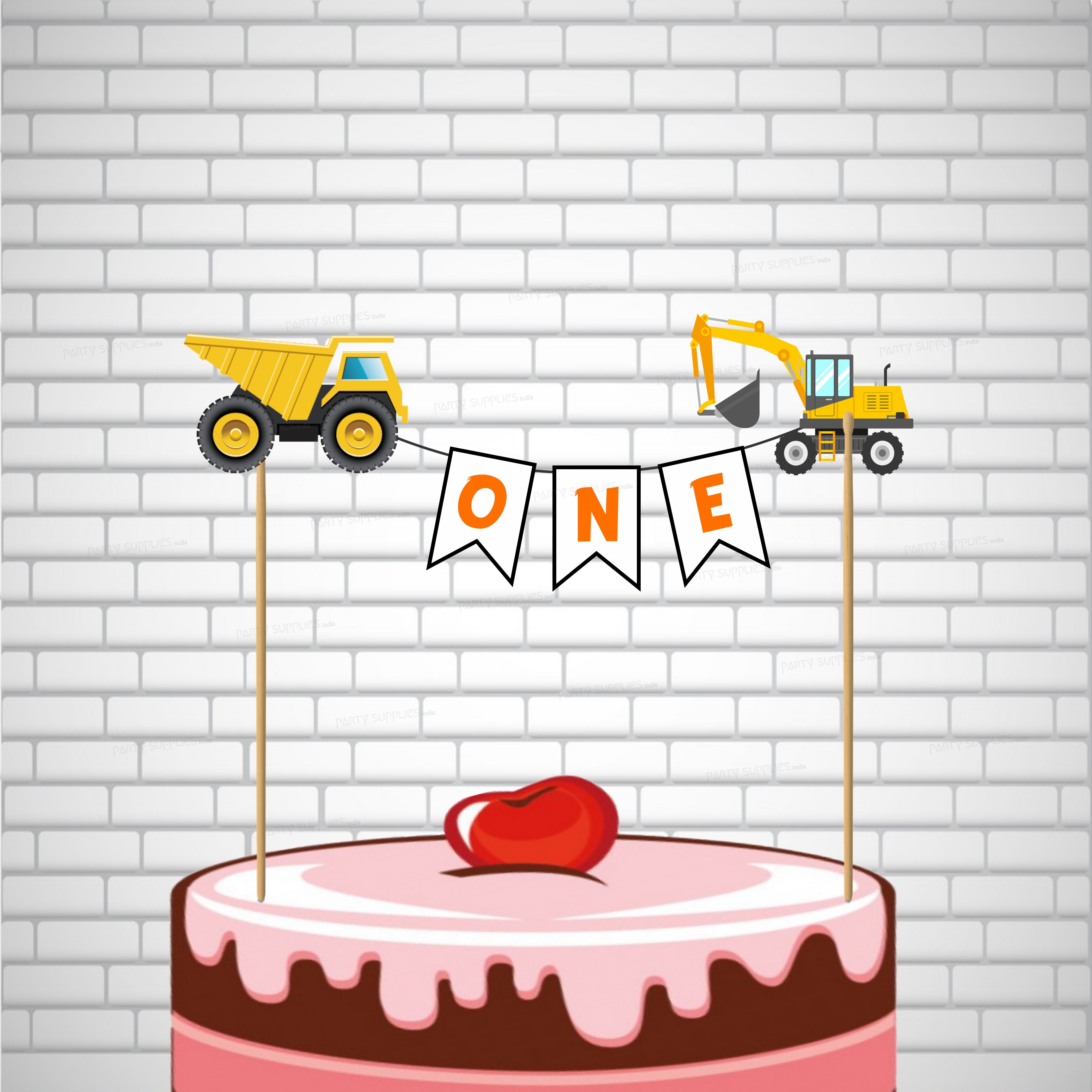 Construction Theme Customized Cake Topper