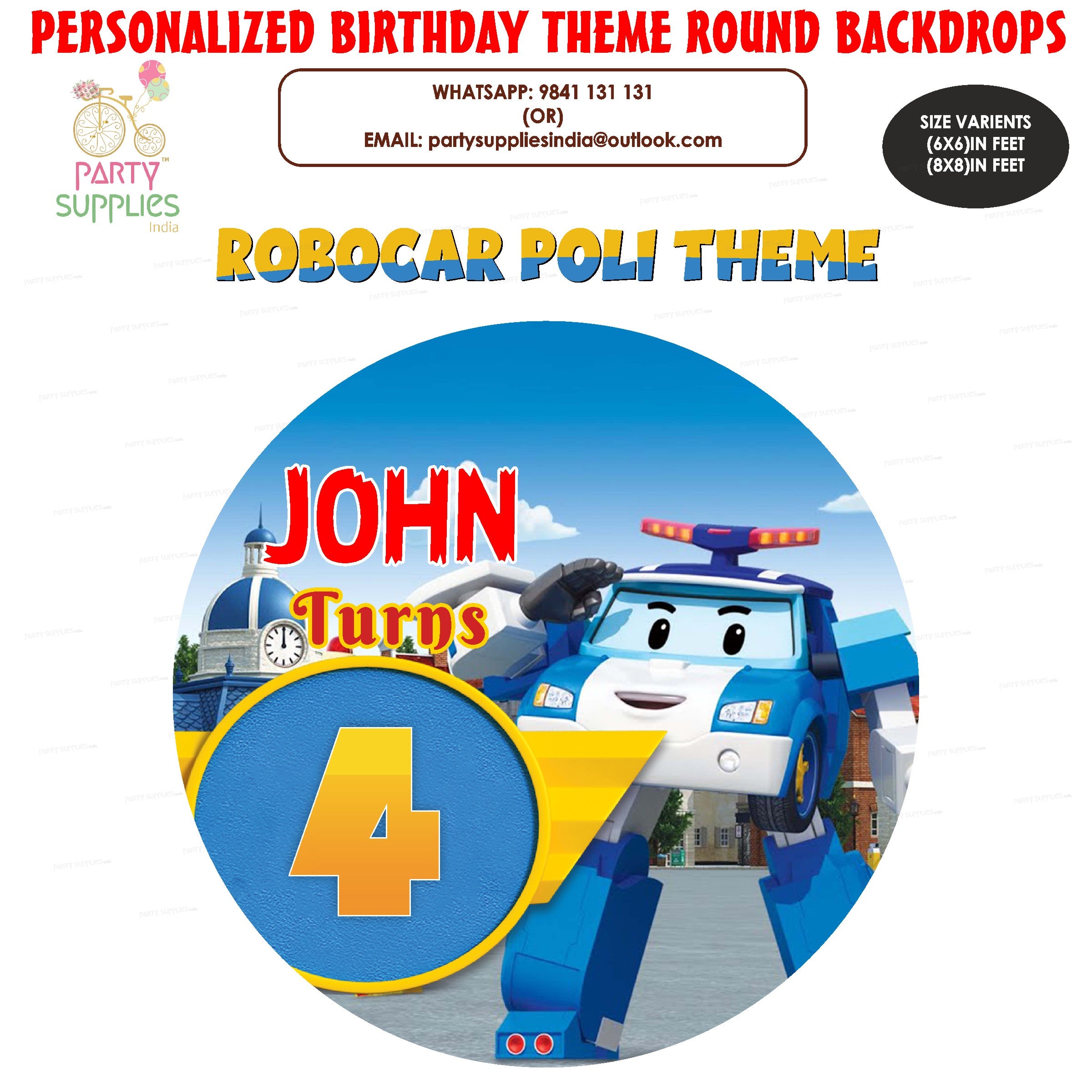 Robo Poli Theme Round Backdrop