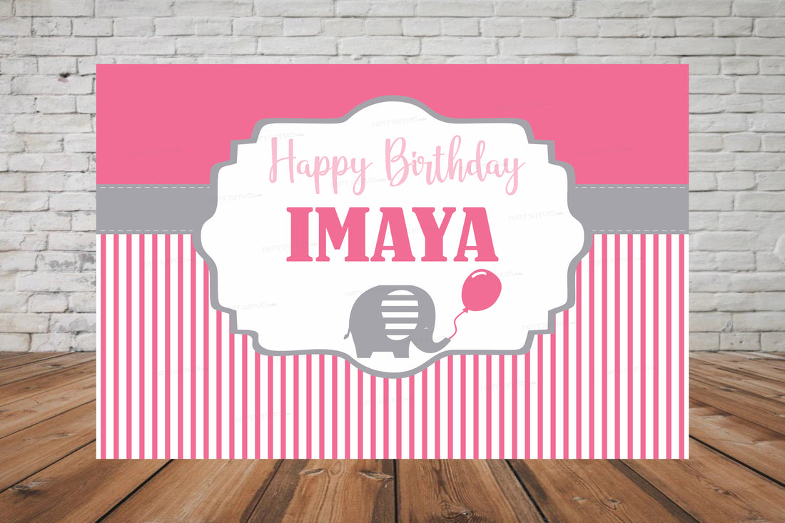 Pink Elephant Theme Backdrop