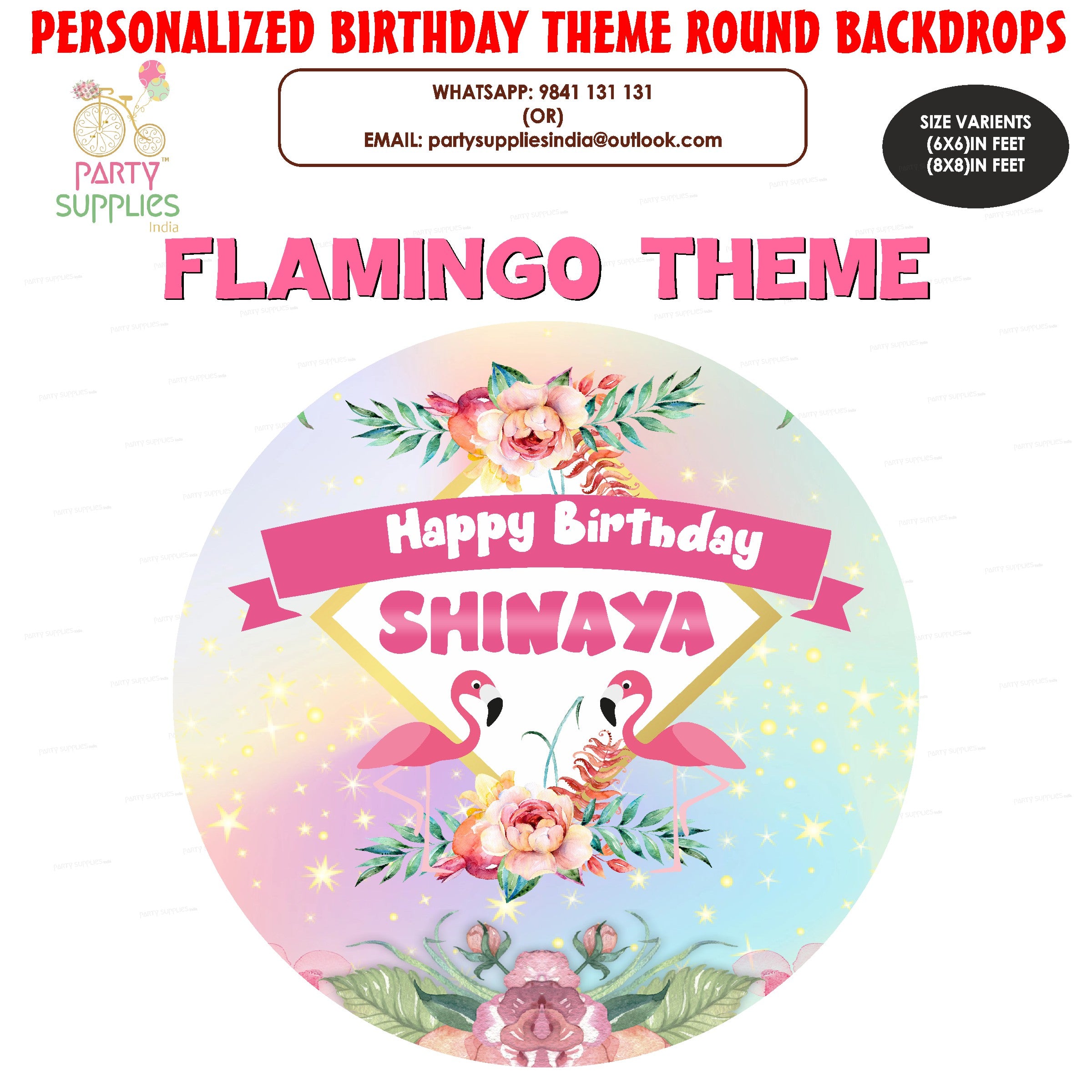 Flamingo Theme Classic Round Backdrop - image 1 of 3 | Party Supplies India