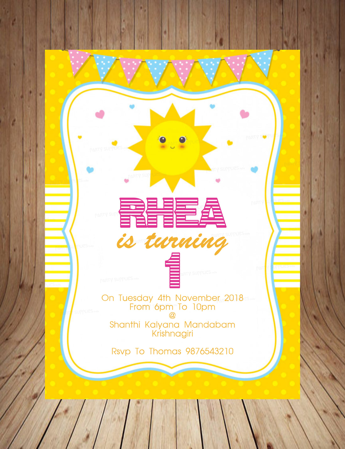 Sunshine Theme Girl Customized Invite