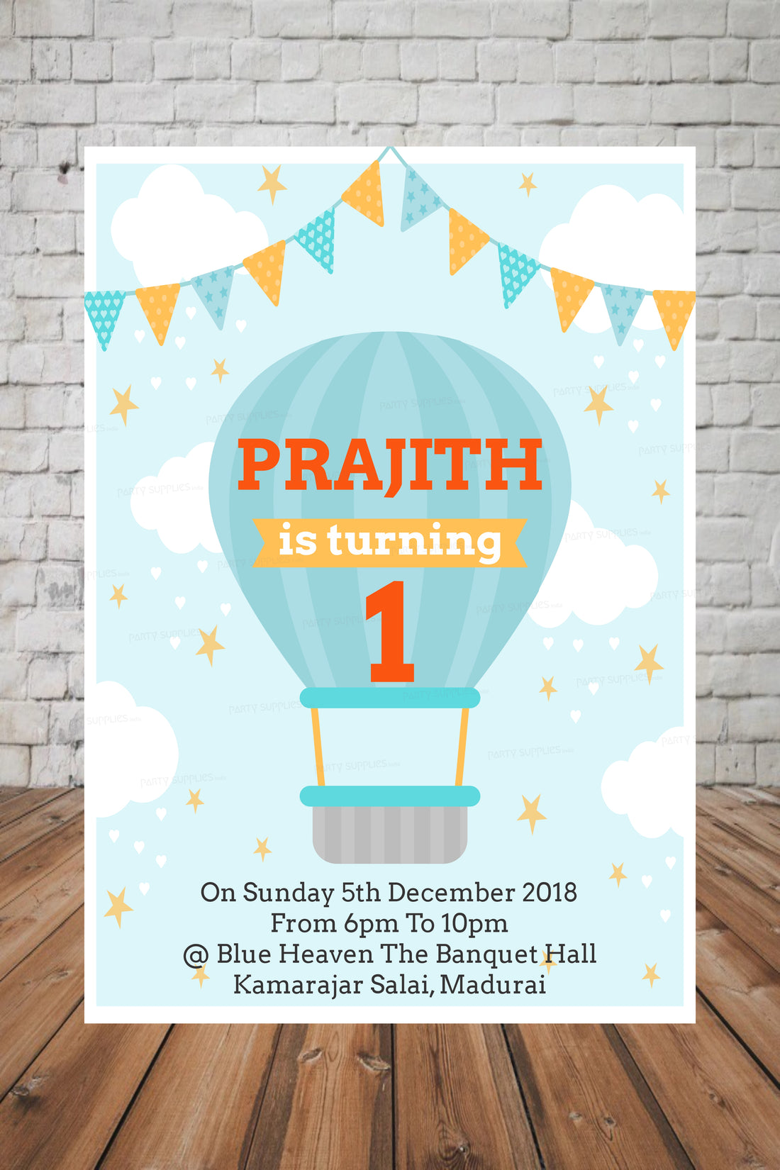 Hot Air Theme Boy Customized Invite