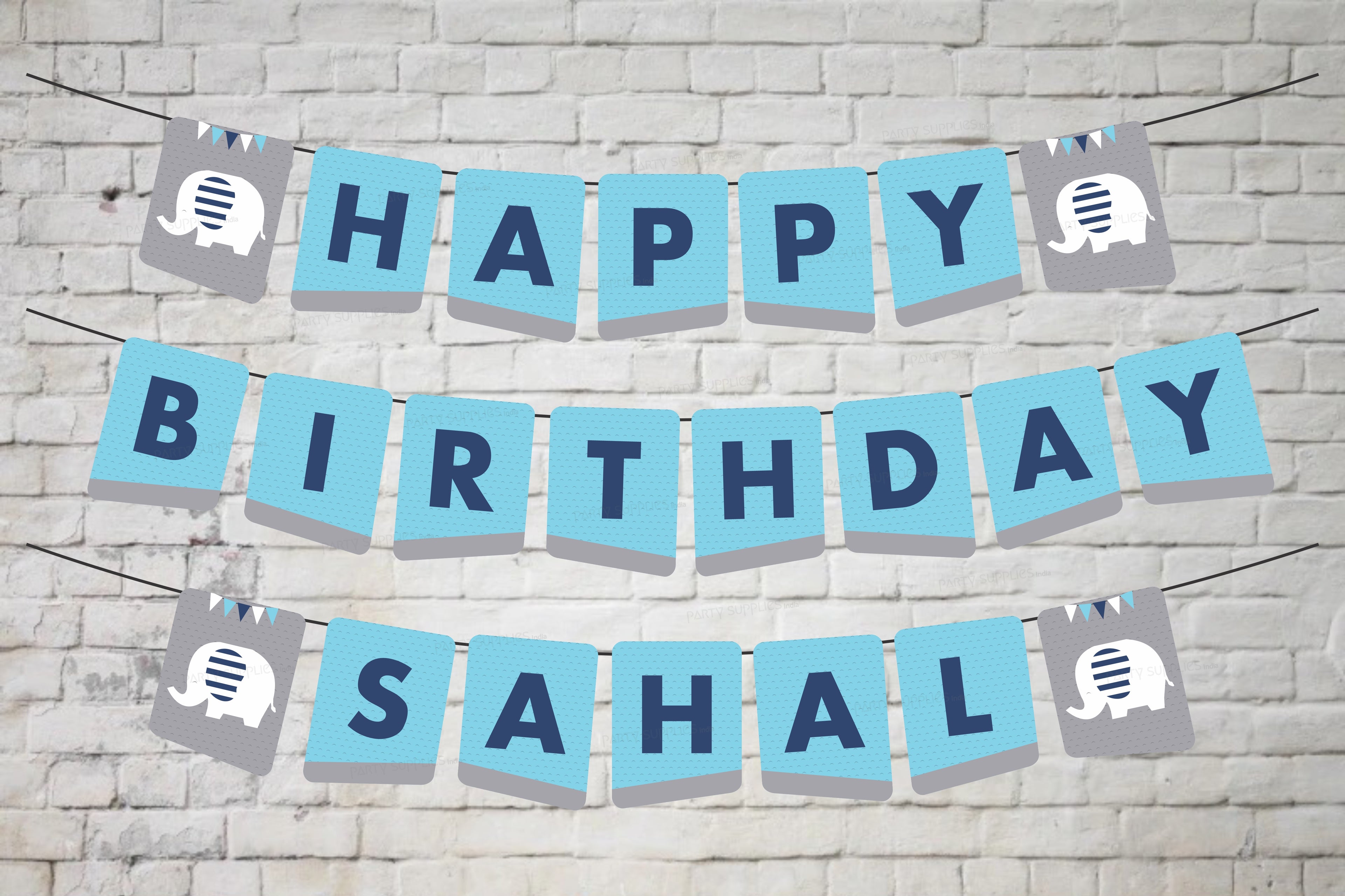 Blue Elephant Theme Personalized Hanging