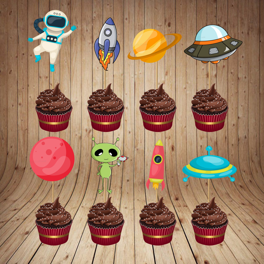 Space Theme Cup Cake Topper