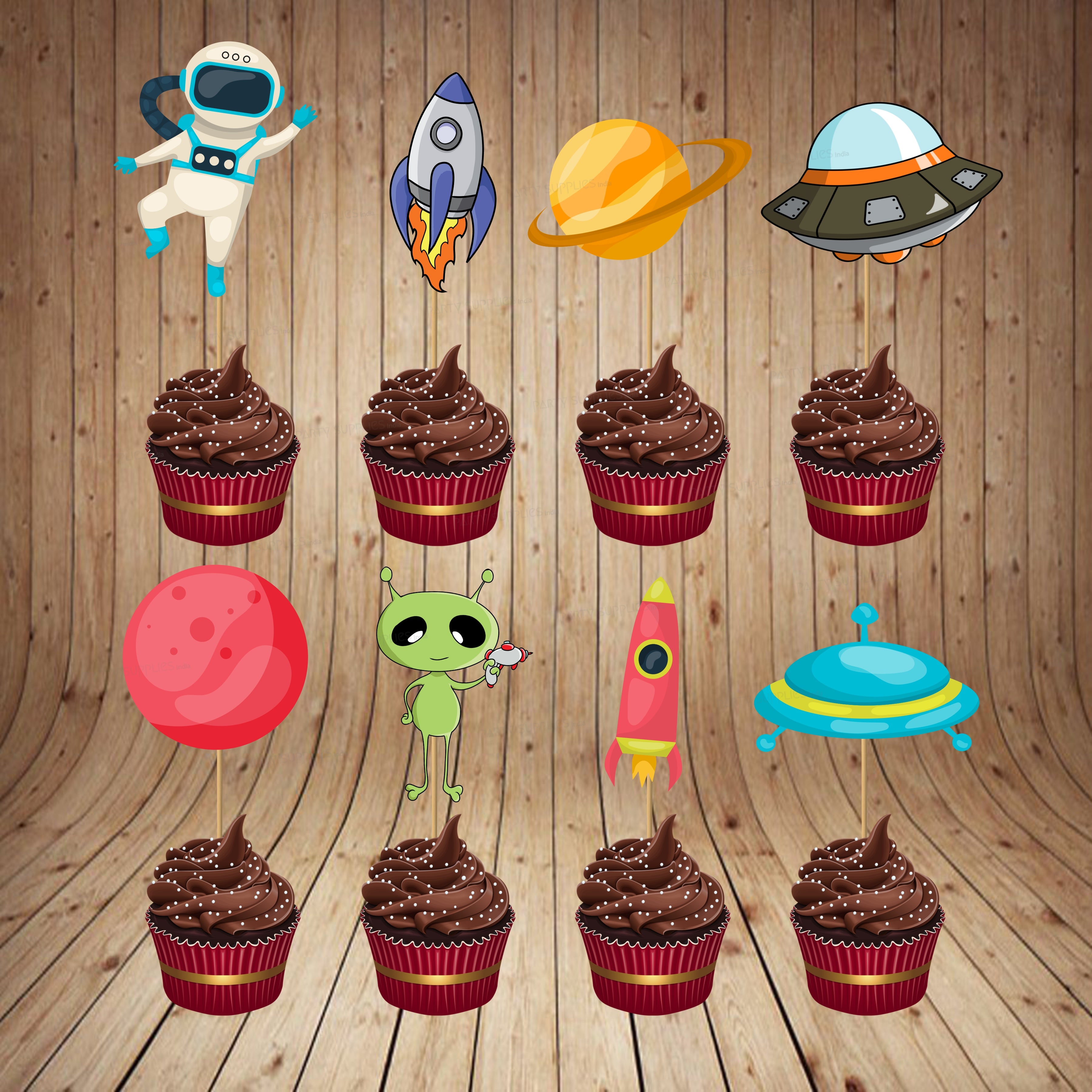 Space Theme Cup Cake Topper - image 2 of 3 | Party Supplies India