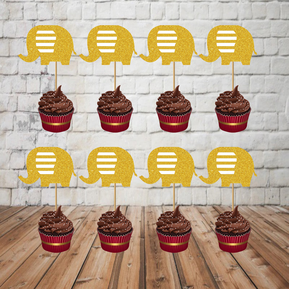 Pink Elephant Theme Cup Cake Topper