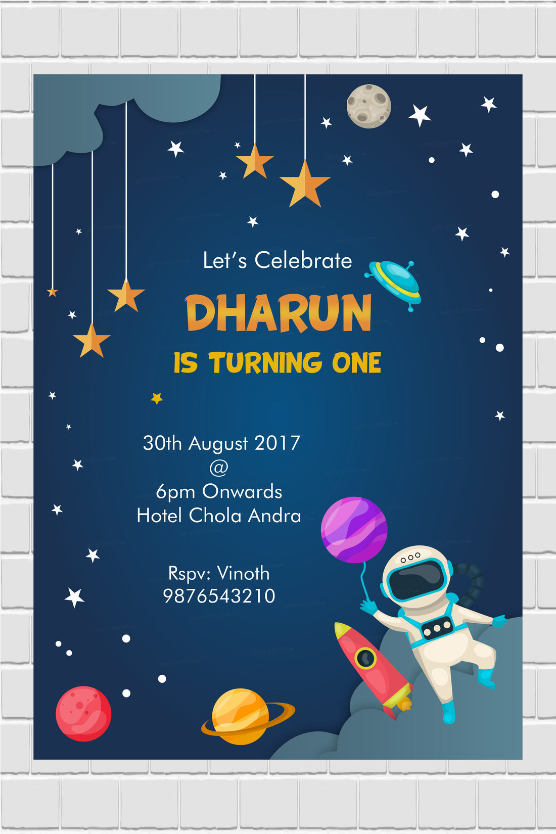 Space Theme Customized Invite