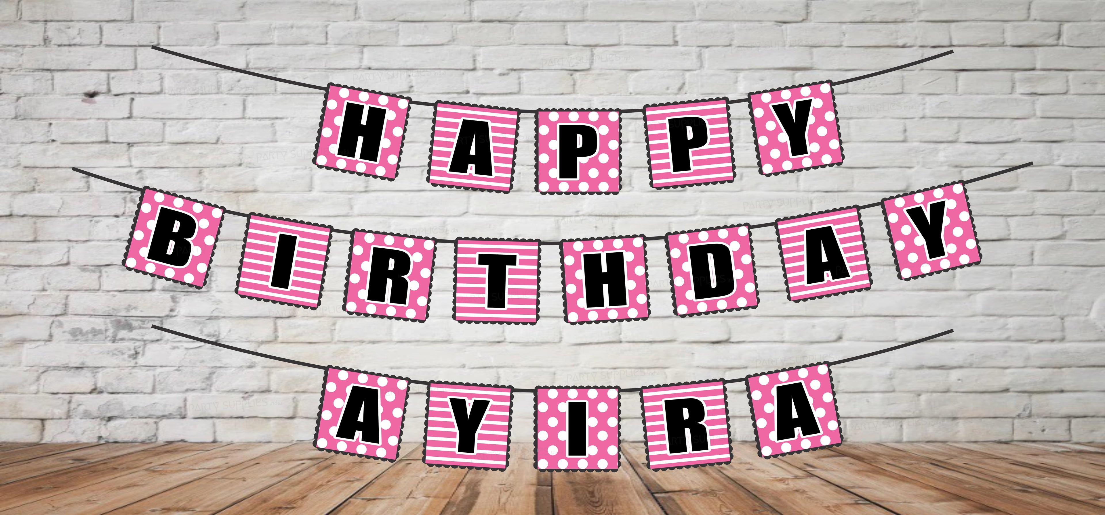 Minnie Mouse Theme Name Flag Hanging