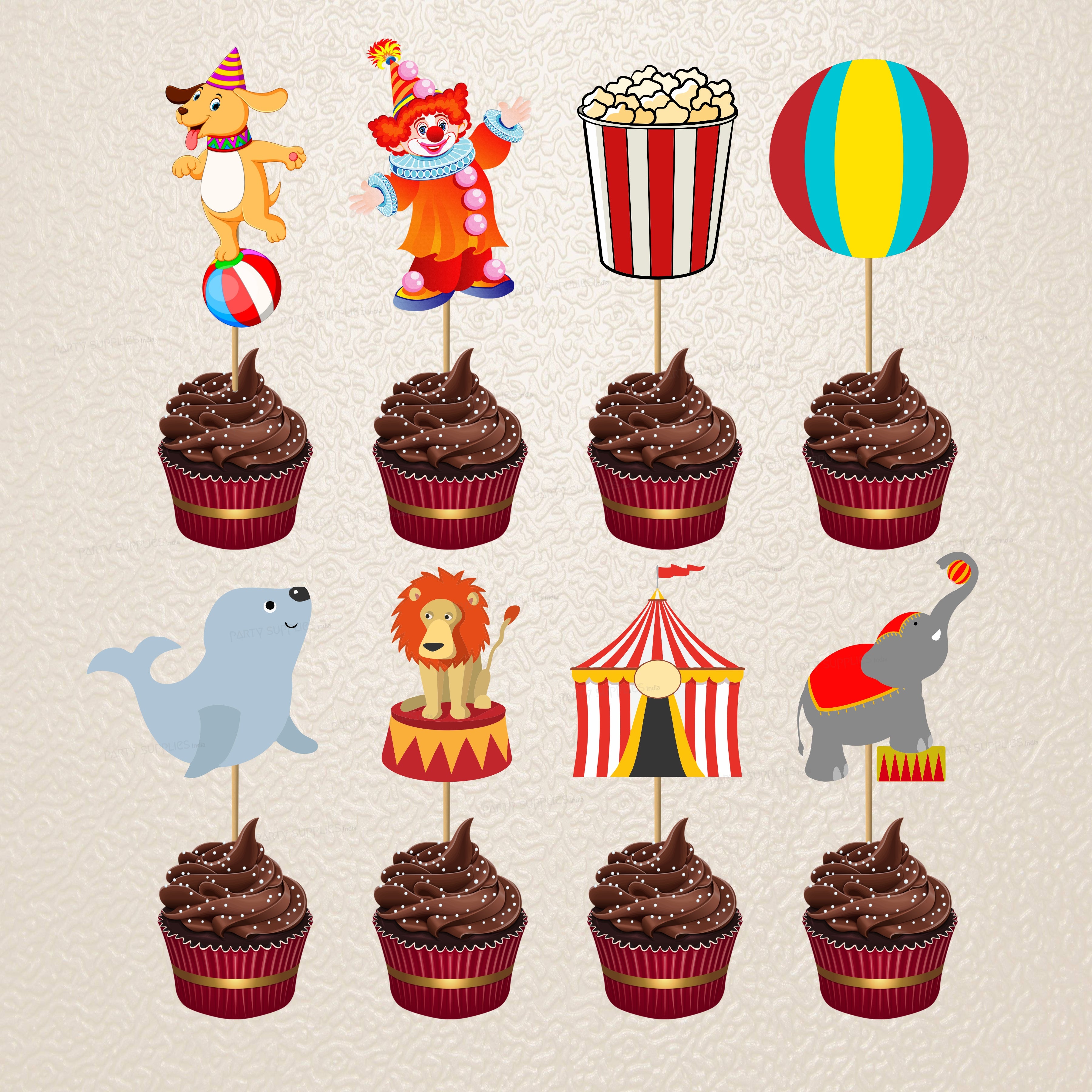 Circus Theme Personalized Cup Cake Topper