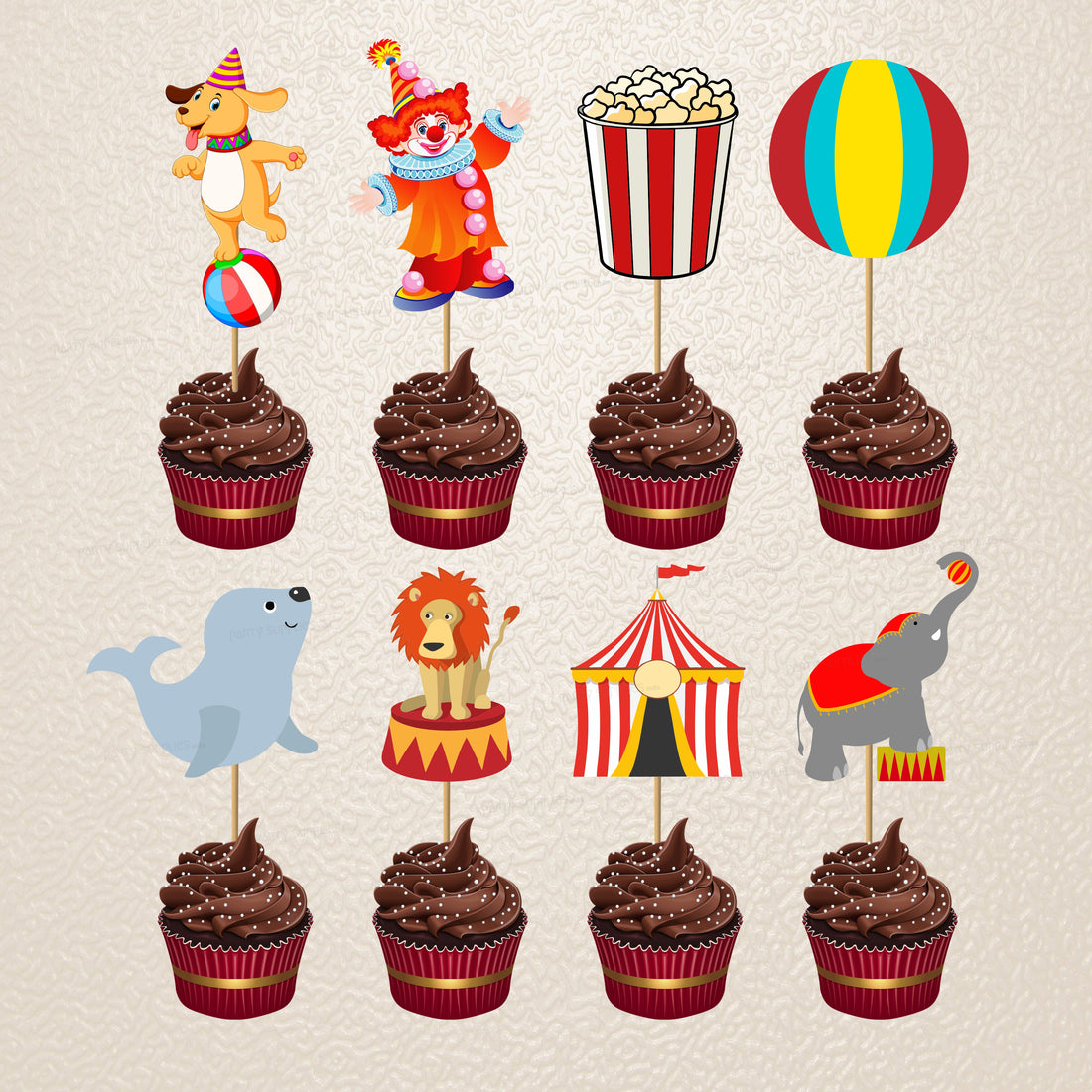 Circus Theme Personalized Cup Cake Topper