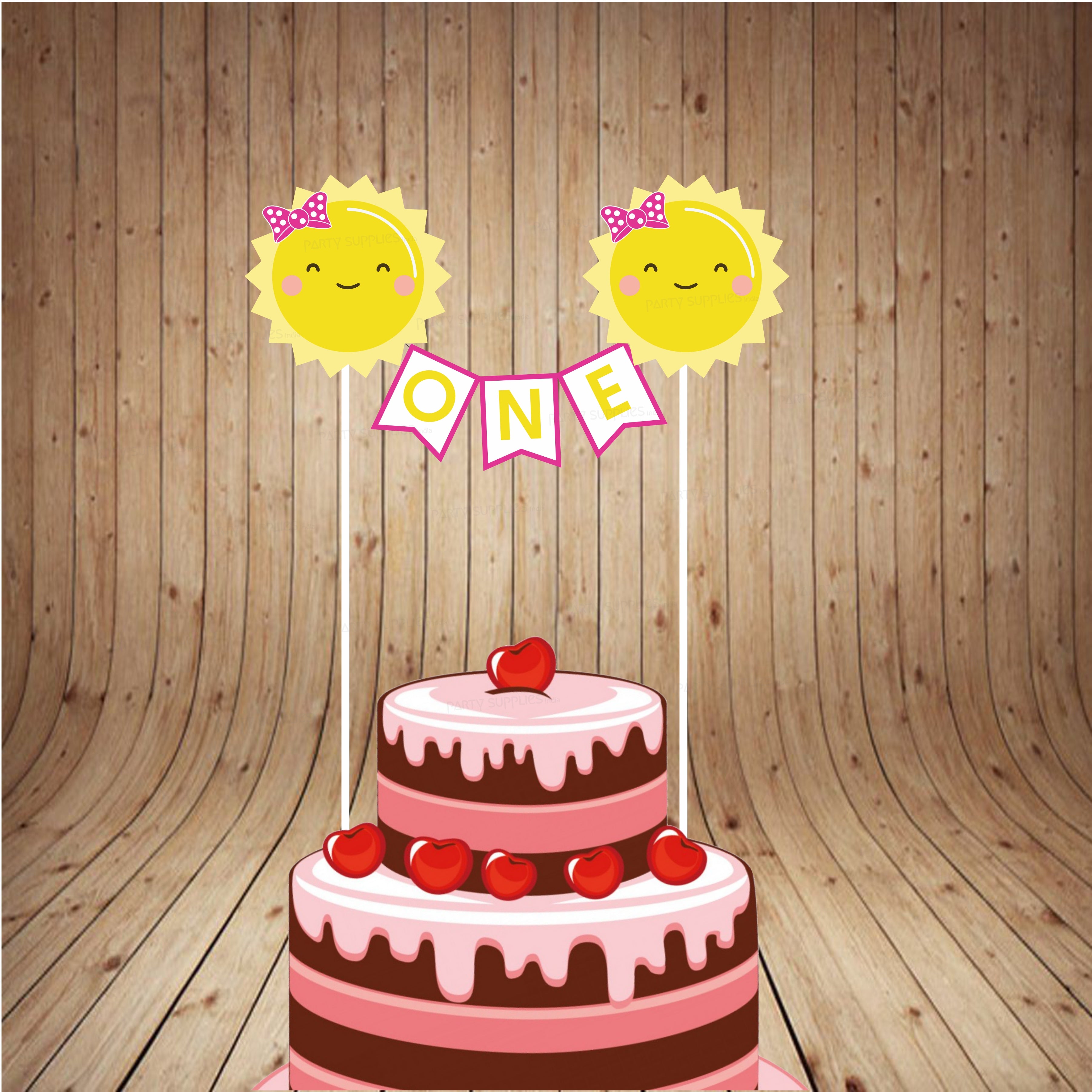 Sunshine Theme Girl Baby Age Cake Topper