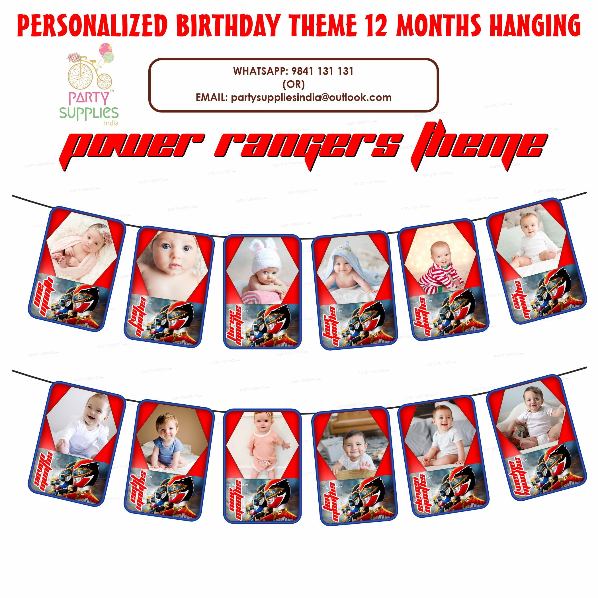 Power Rangers Theme 12 Months Photo Banner
