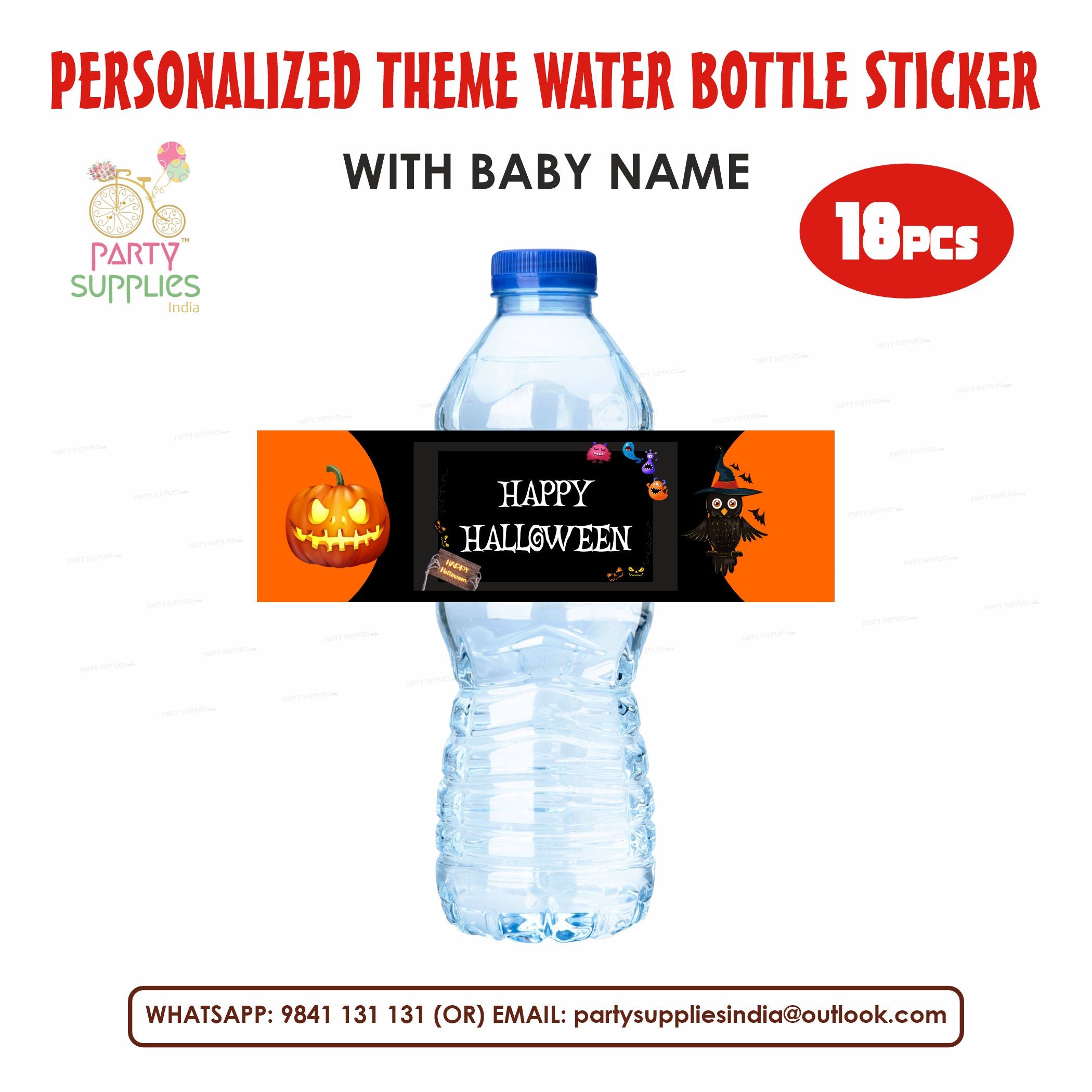 Halloween Theme Water Bottle Sticker