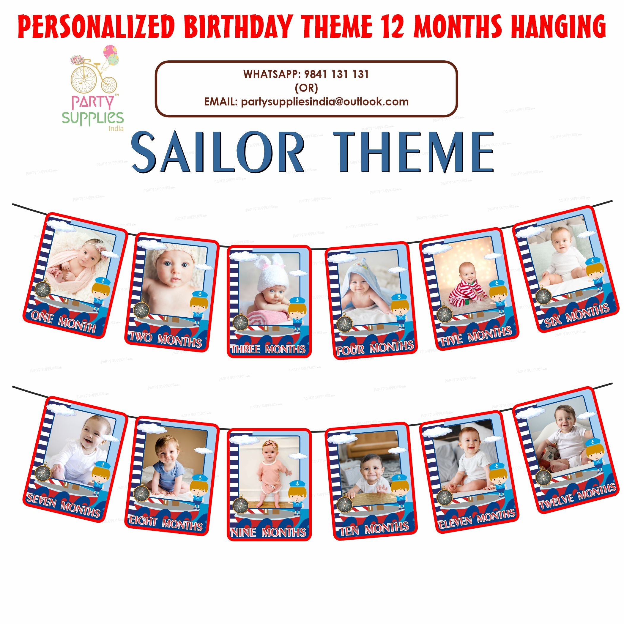 Sailor Theme 12 Months Photo Banner