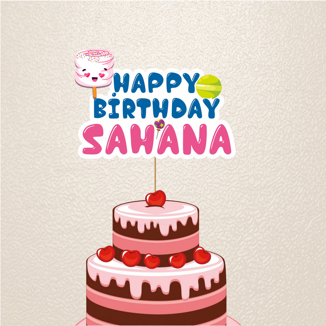 Candy Theme Cake topper with Name