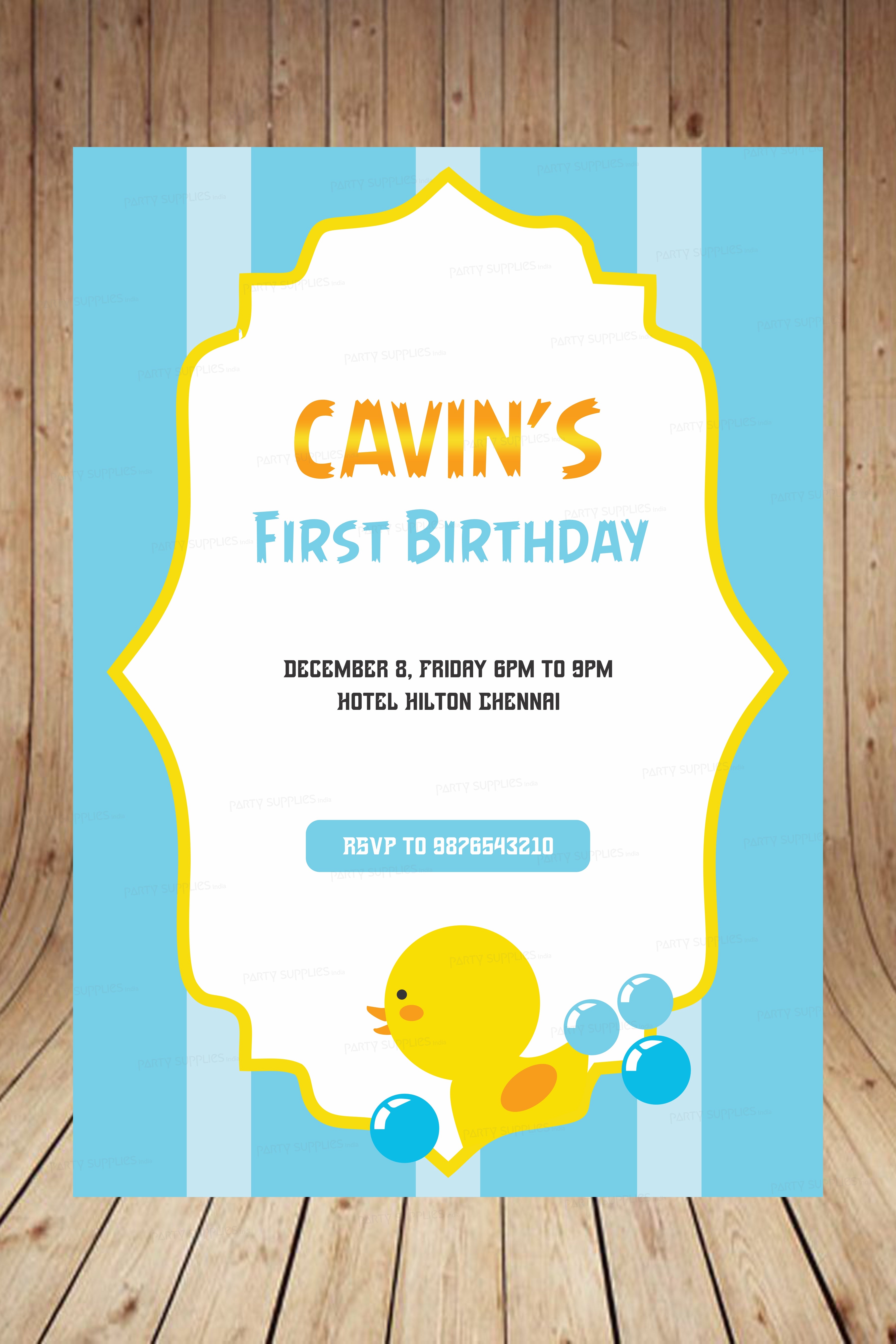 Duck Theme Boy Personalized Invite