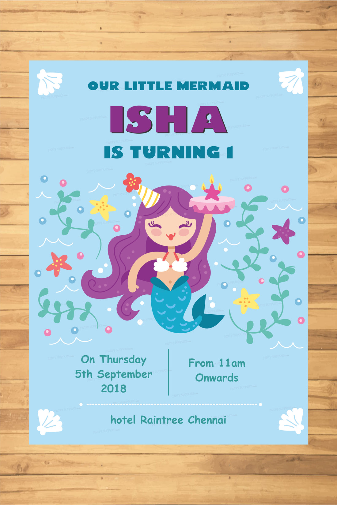 Mermaid Theme Personalized Invite