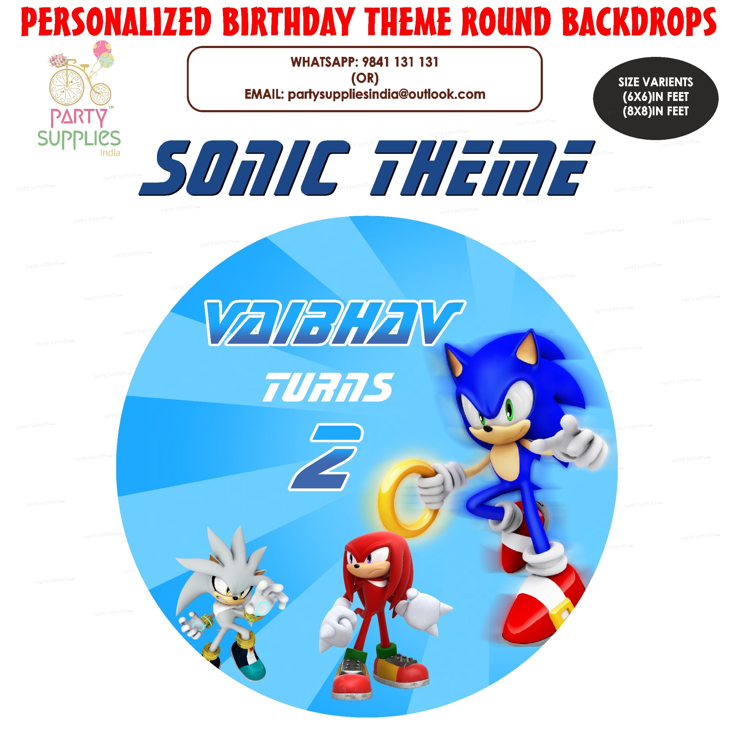 Sonic the Hedgehog Theme Premium Round Backdrop