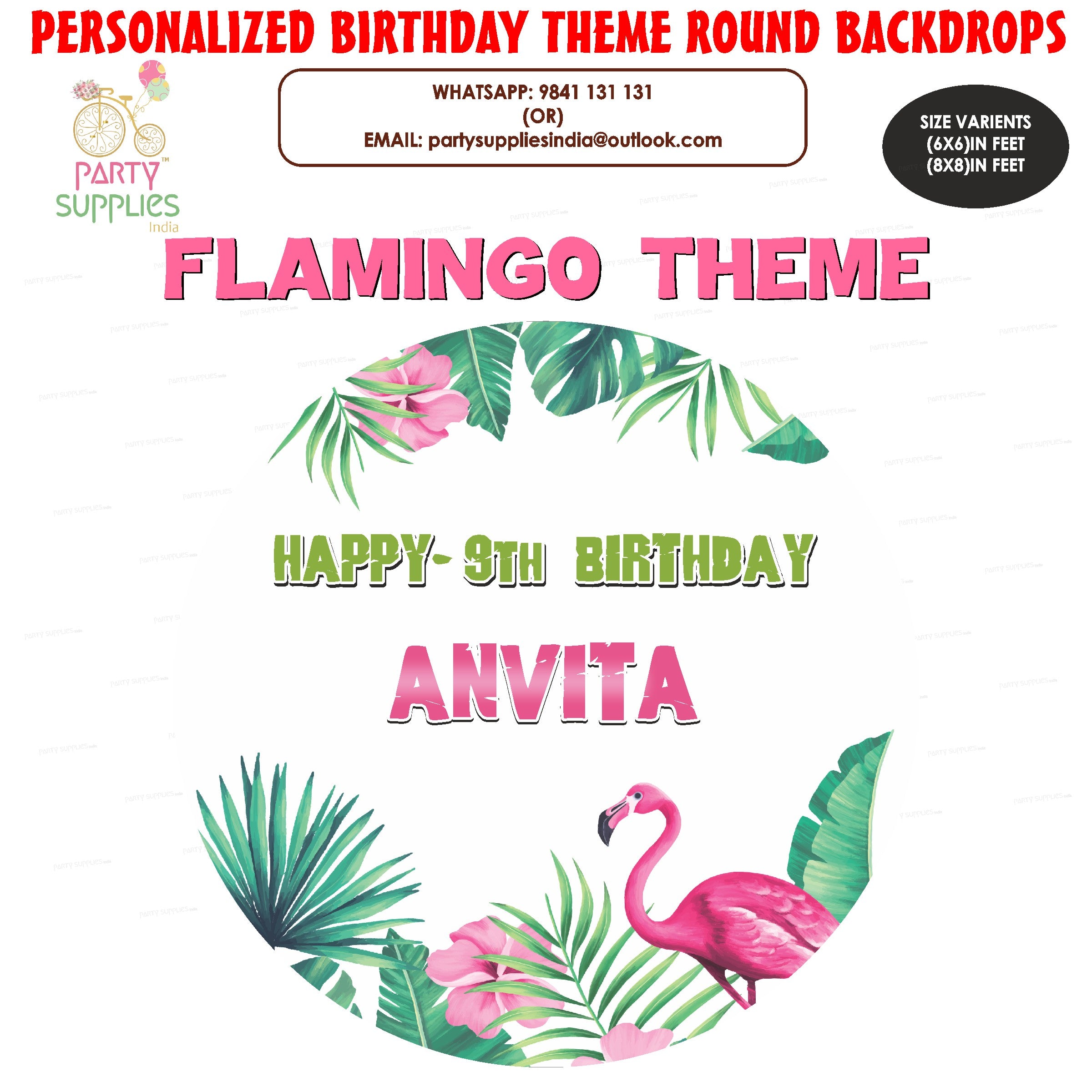 Flamingo Theme Round Backdrop