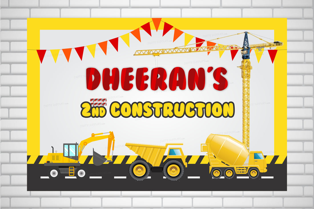 Construction Theme Personalized Backdrop