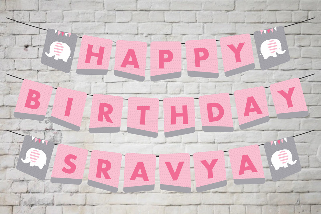 Pink Elephant Theme Personalized Hanging