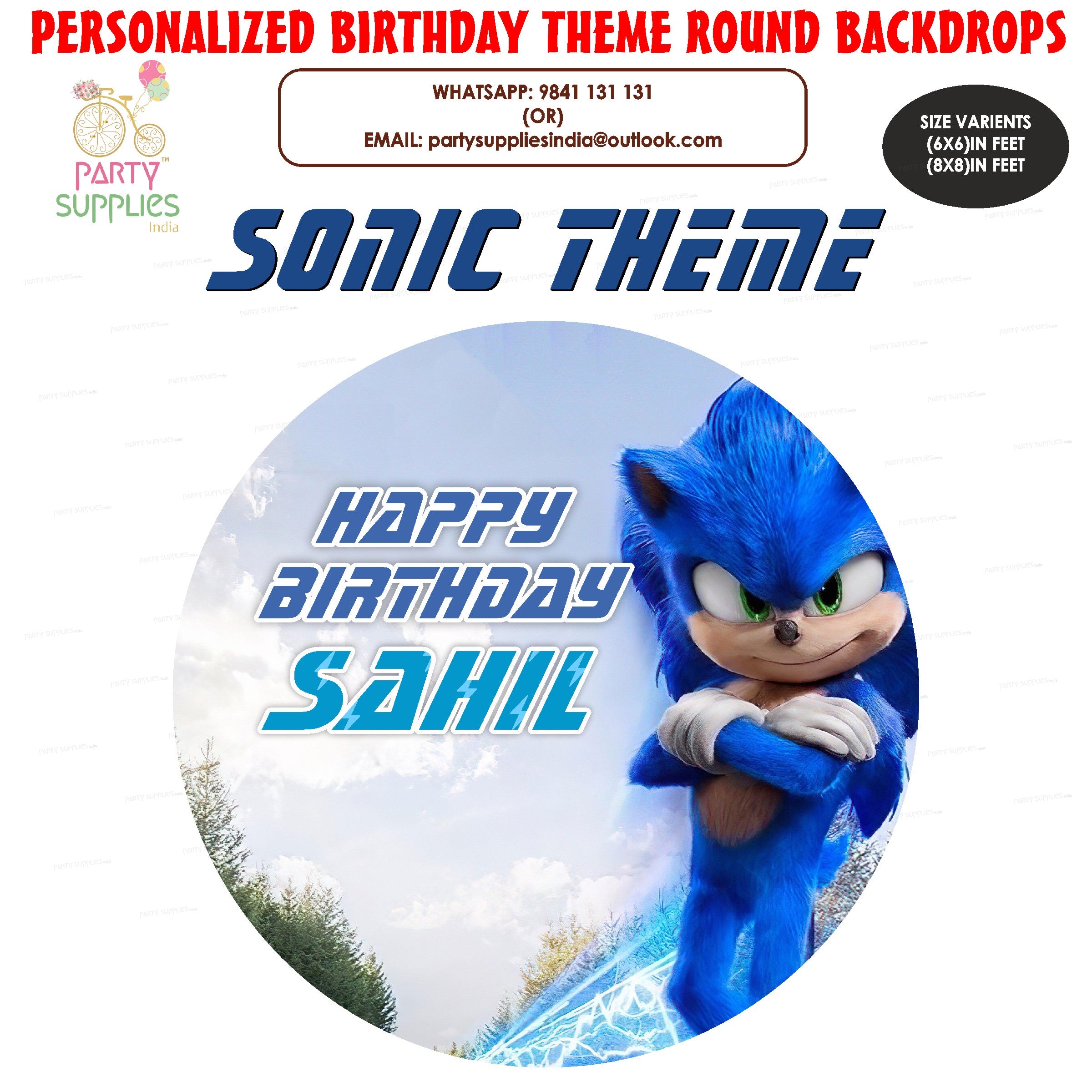 Sonic the Hedgehog Theme Round Backdrop